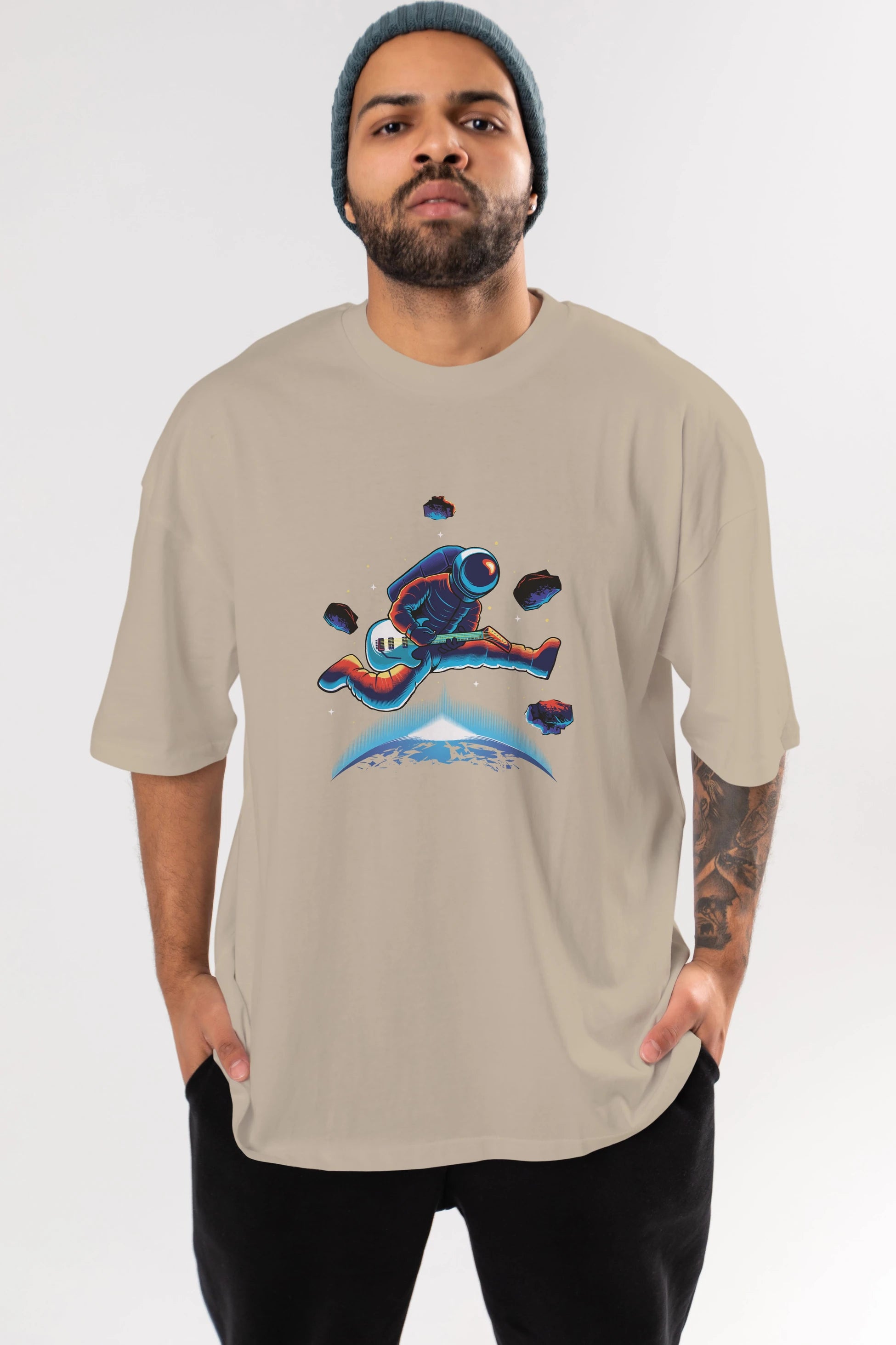 Astroguitar Ön Baskılı Oversize t-shirt Erkek Kadın Unisex