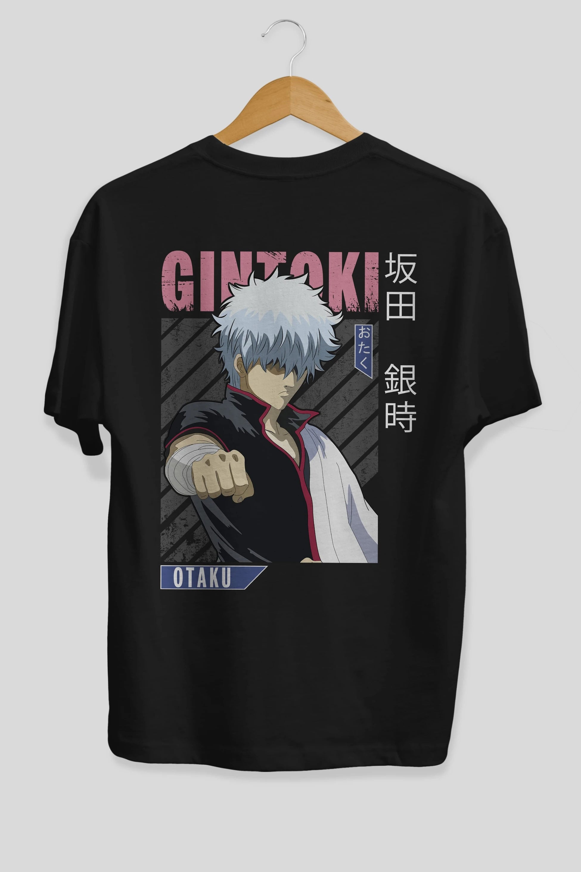 Gintoki Sakata GINTAMA 2 Anime Arka Baskılı Oversize t-shirt Erkek Kadın Unisex