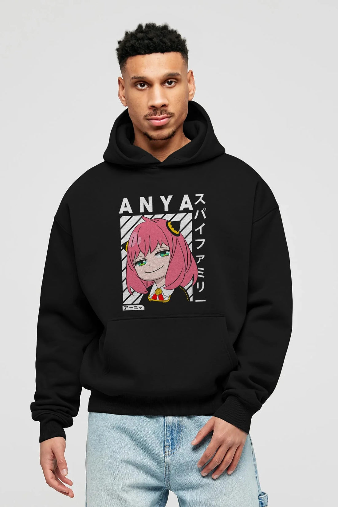 Anya SPYX FAMILY Anime Ön Baskılı Hoodie Oversize Kapüşonlu Sweatshirt Erkek Kadın Unisex