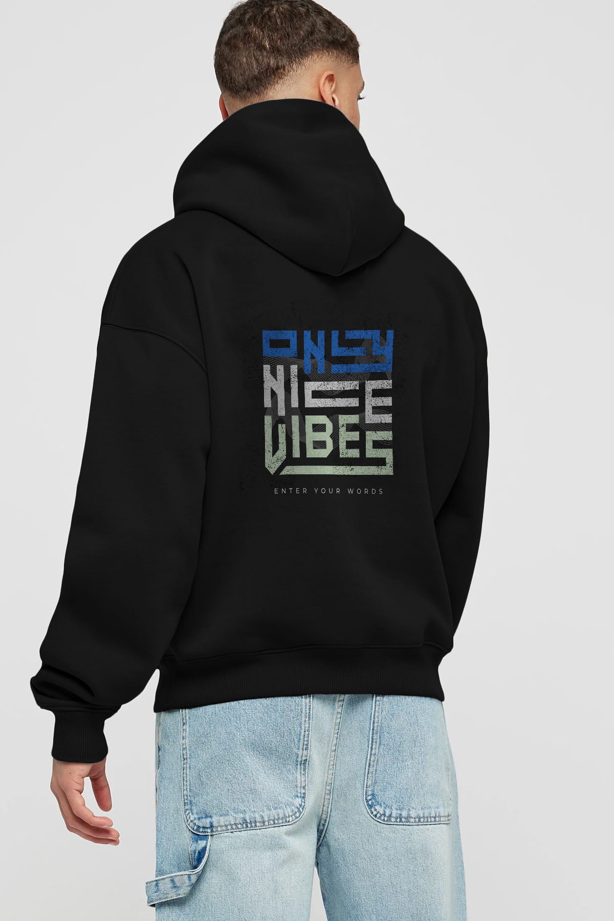 Only Nice Vibes Arka Baskılı Oversize Hoodie Kapüşonlu Sweatshirt Erkek Kadın Unisex