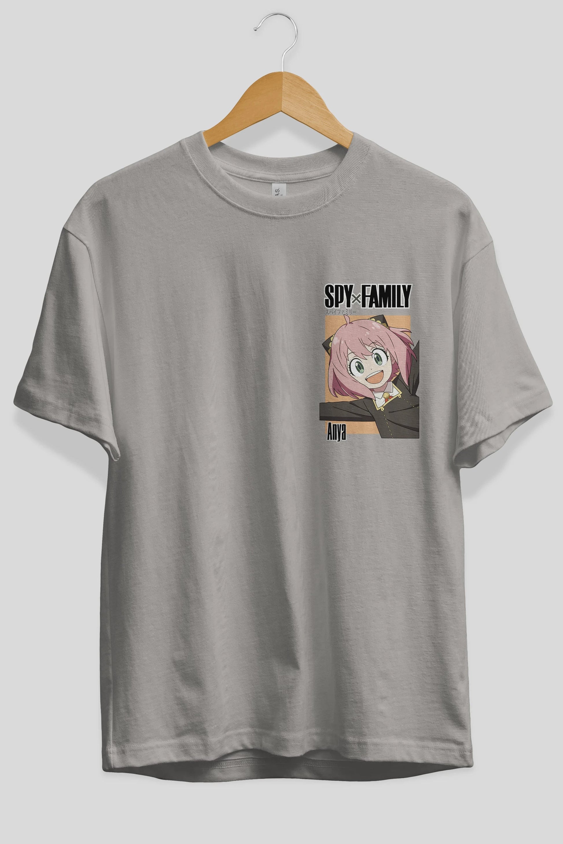 SPY X FAMILY Anya Ön Sol Baskılı Oversize t-shirt Erkek Kadın Unisex %100 Pamuk Bisiklet Yaka tişort