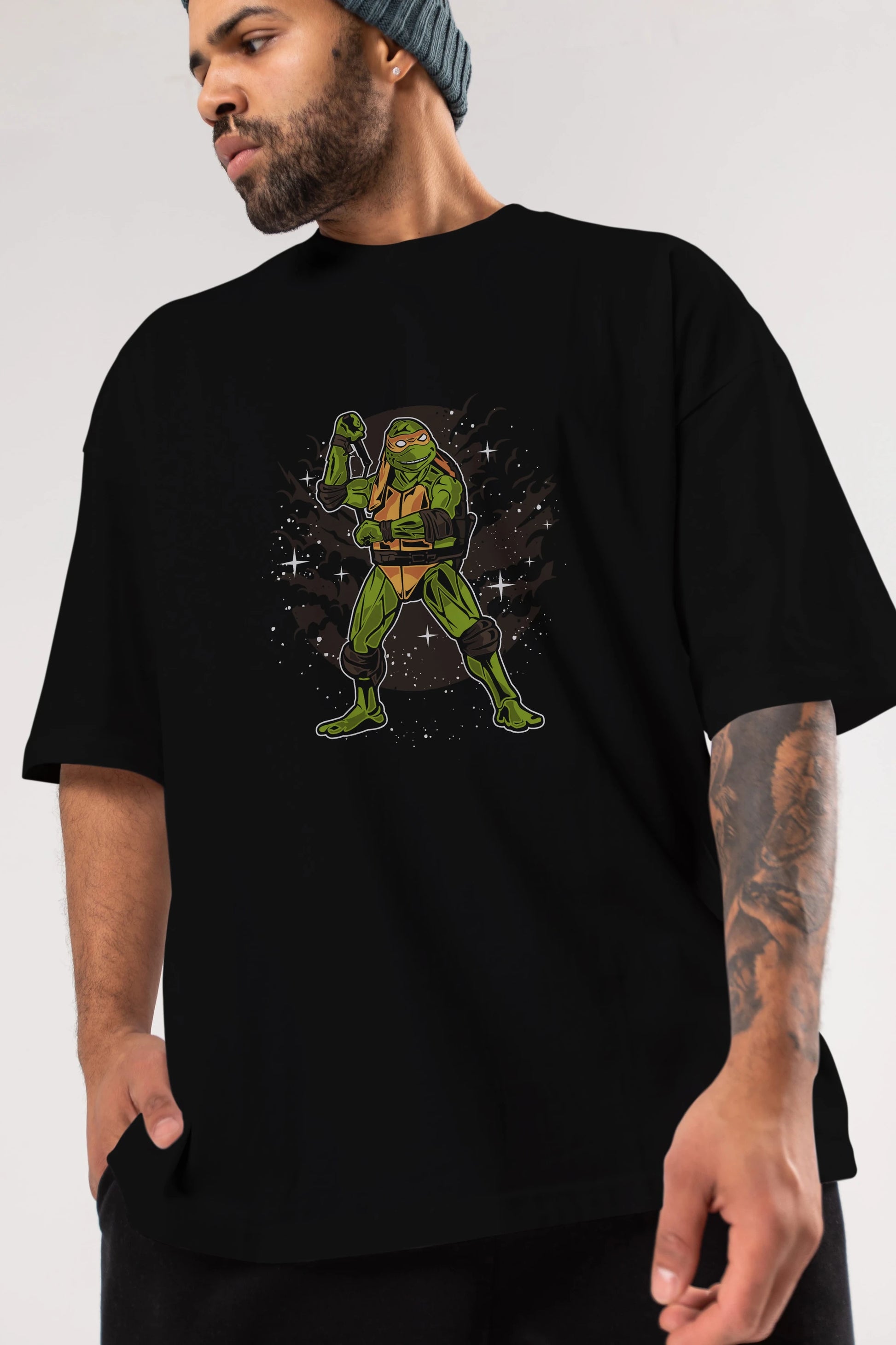 TURTLES Ön Baskılı Oversize t-shirt Erkek Kadın Unisex %100 Pamuk tişort