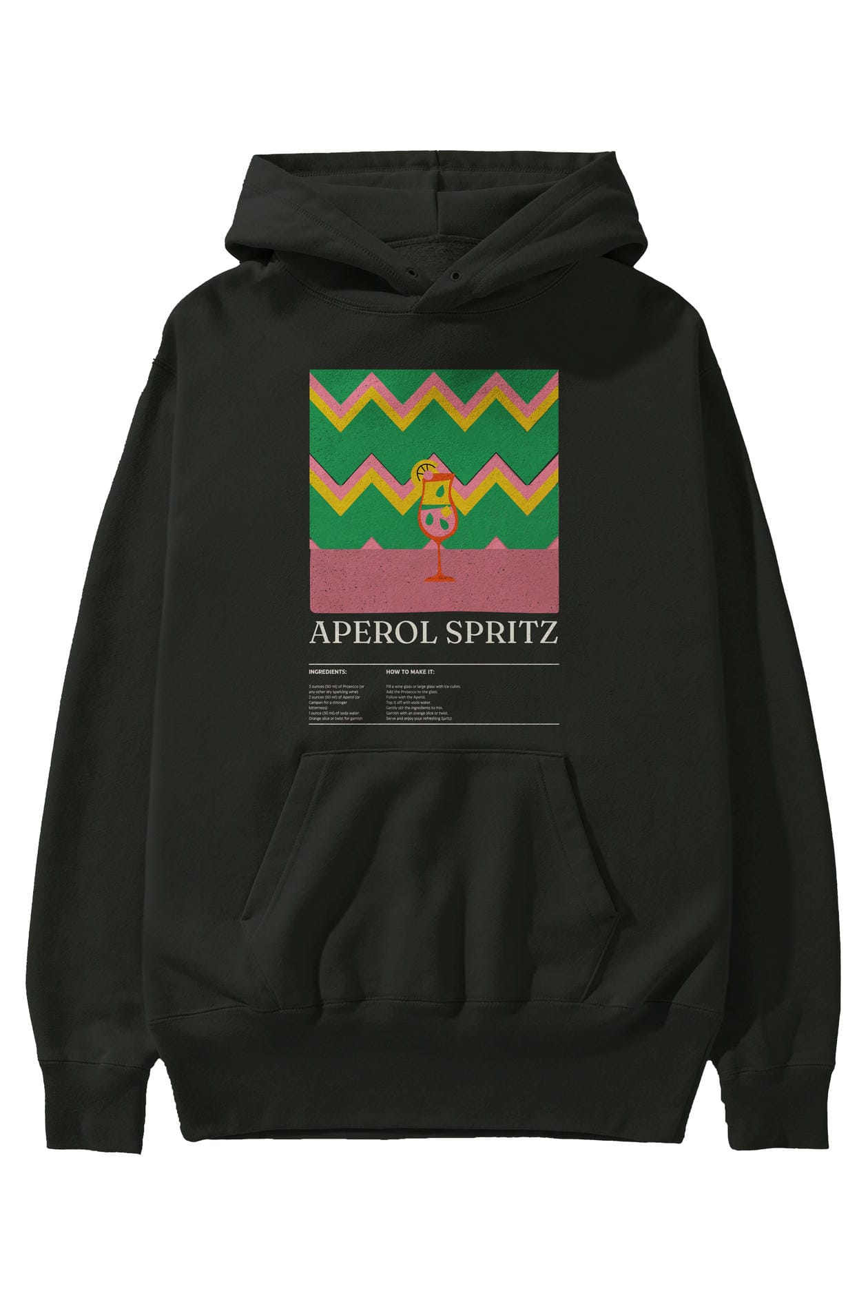 Aperol Spritz Kokteyl ön Baskılı Hoodie Oversize Kapüşonlu Sweatshirt Erkek Kadın