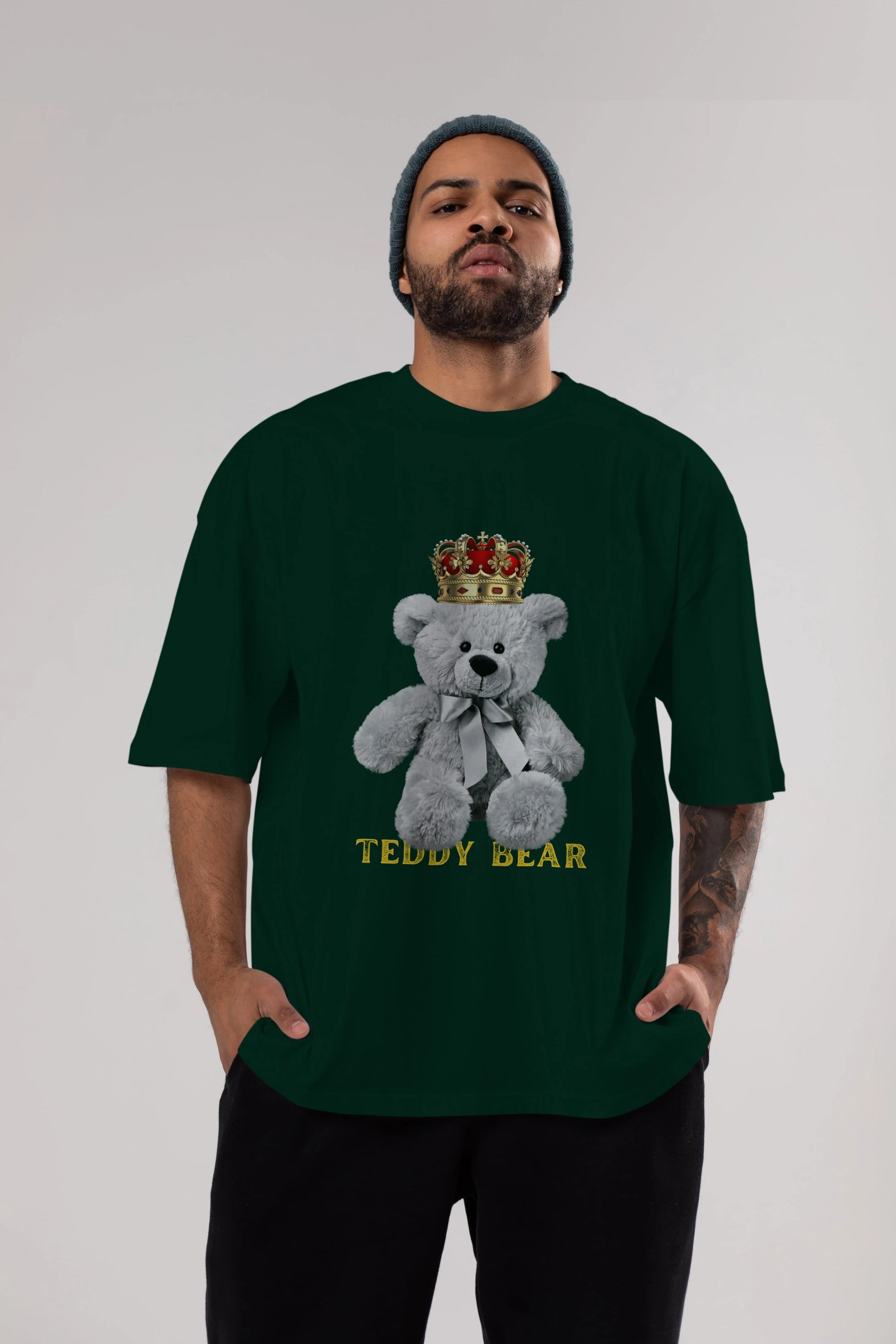 Teddy Bear Ön Baskılı Oversize t-shirt Erkek Kadın Unisex %100 Pamuk