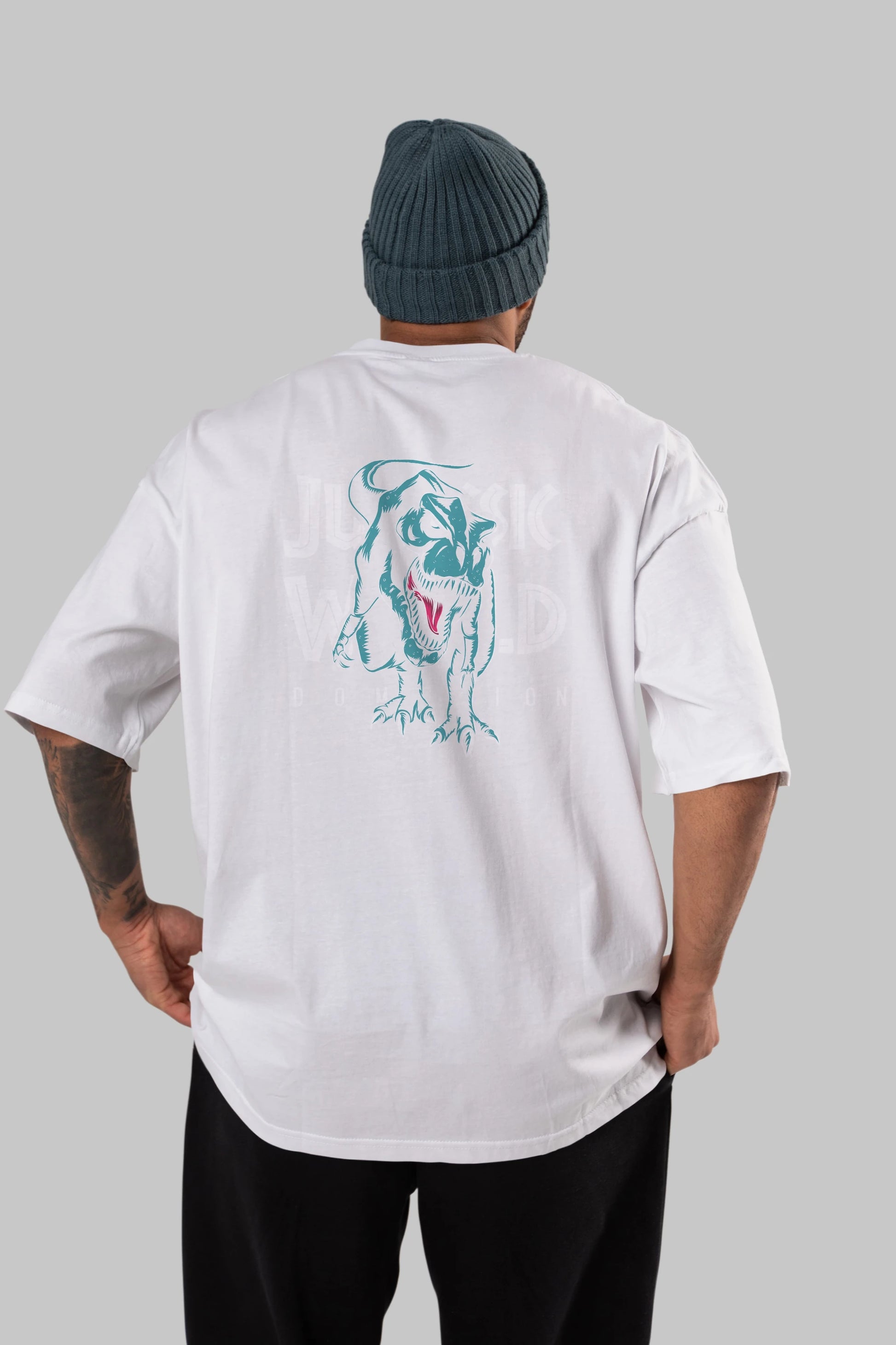 Jurassic Park (1) Arka Baskılı Oversize t-shirt Erkek Kadın Unisex %100 Pamuk Bisiklet Yaka tişort