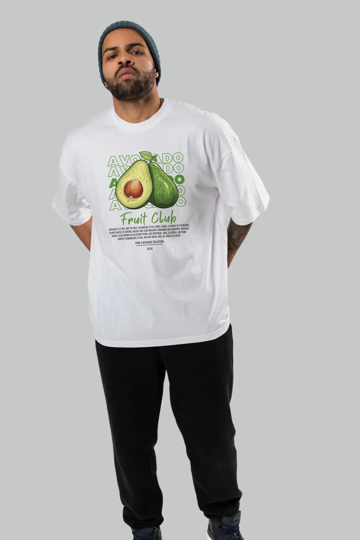 Avocado Ön Baskılı Oversize t-shirt Erkek Kadın Pamuk Bisiklet Yaka tişort