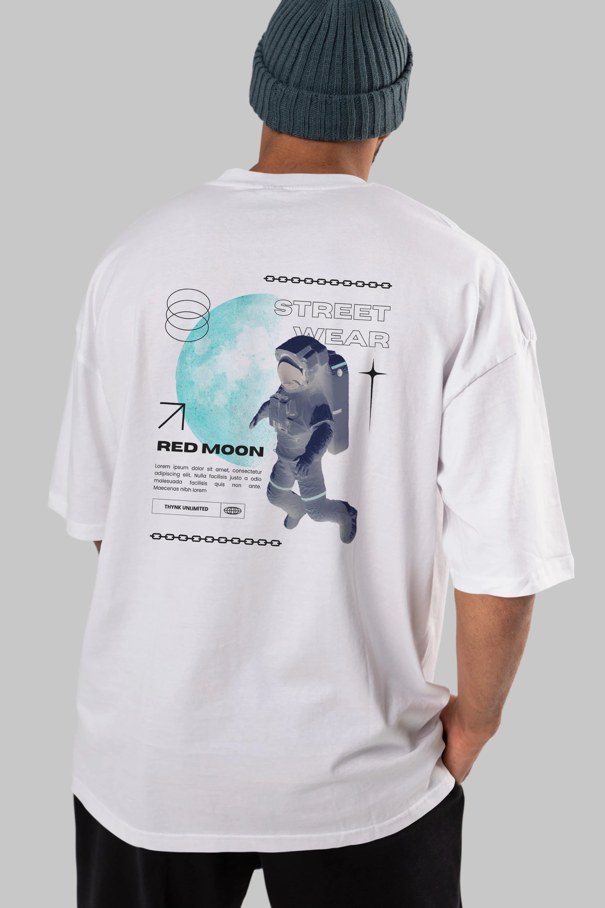 Red Moon Streetwear Arka Baskılı Oversize t-shirt Erkek Kadın Unisex