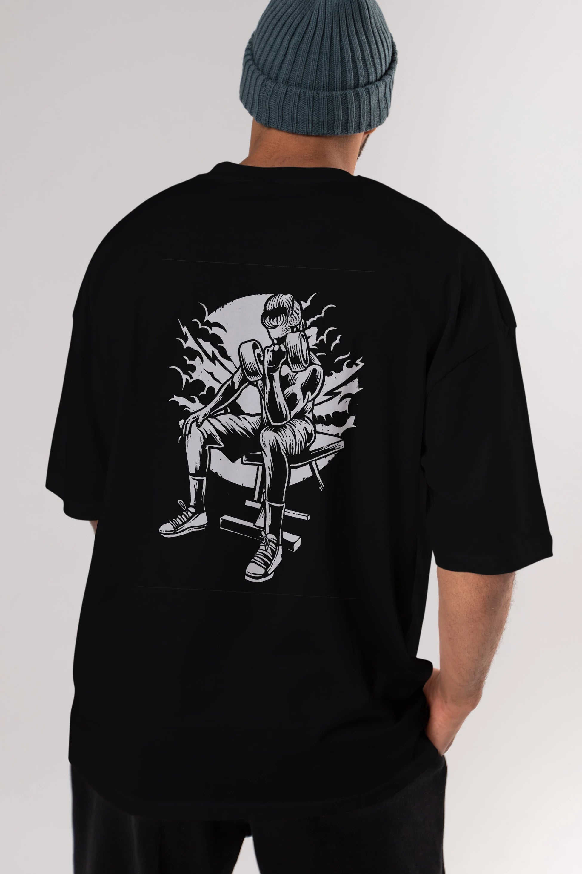 No Pain No Gain Arka Baskılı Oversize t-shirt Erkek Kadın Unisex %100 Pamuk