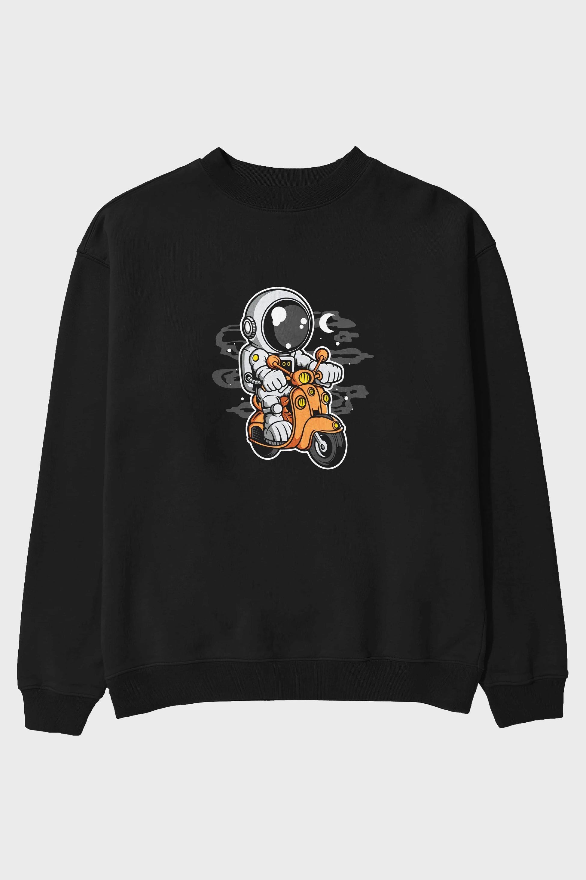 Astronaut Scooter Ön Baskılı Oversize Sweatshirt Erkek Kadın Unisex