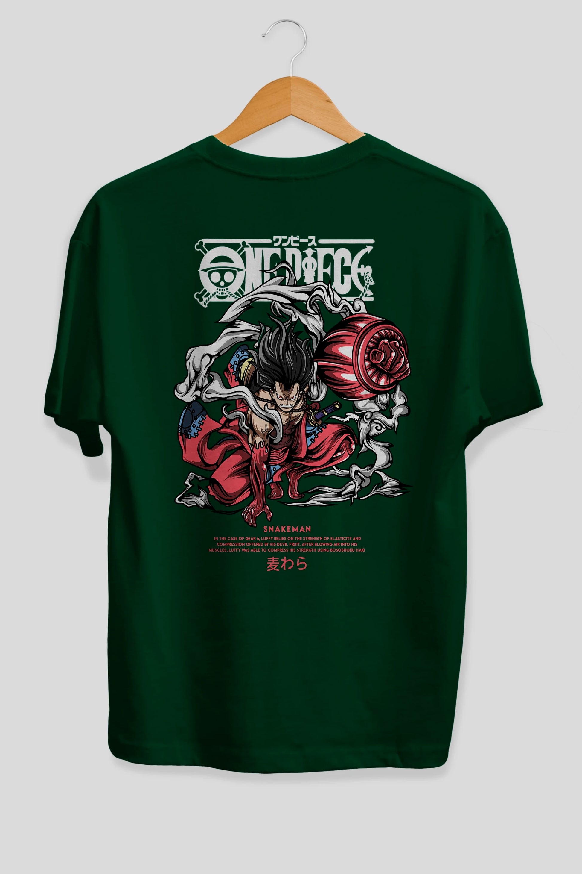 One Piece Snakeman Anime Arka Baskılı Oversize t-shirt Erkek Kadın Unisex