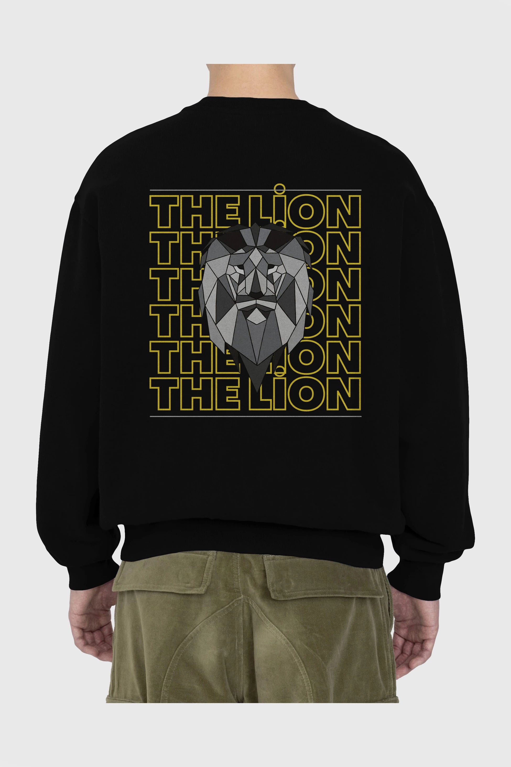 The Lion Yazılı Arka Baskılı Oversize Sweatshirt Erkek Kadın Unisex