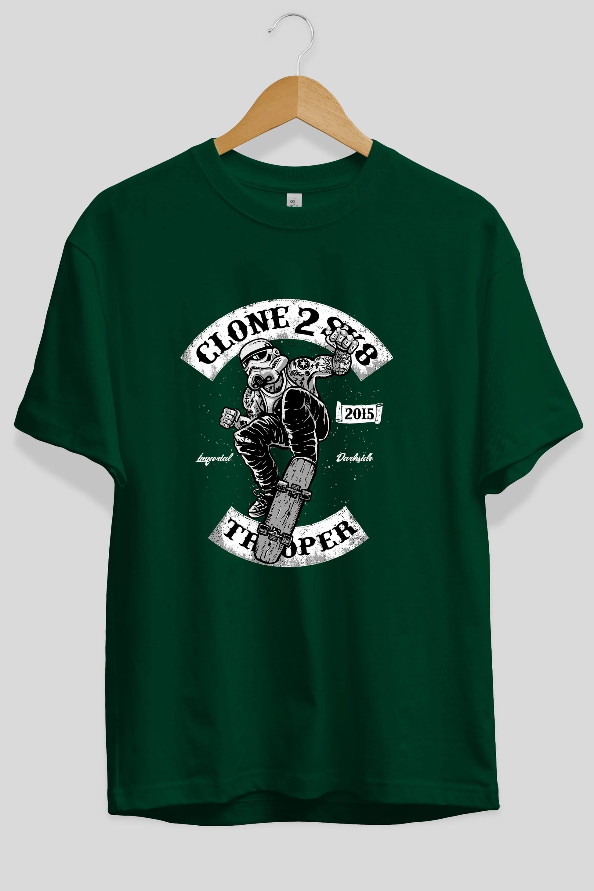 Clone 2 Sk8 Ön Baskılı Oversize t-shirt Erkek Kadın Unisex %100 Pamuk tişort