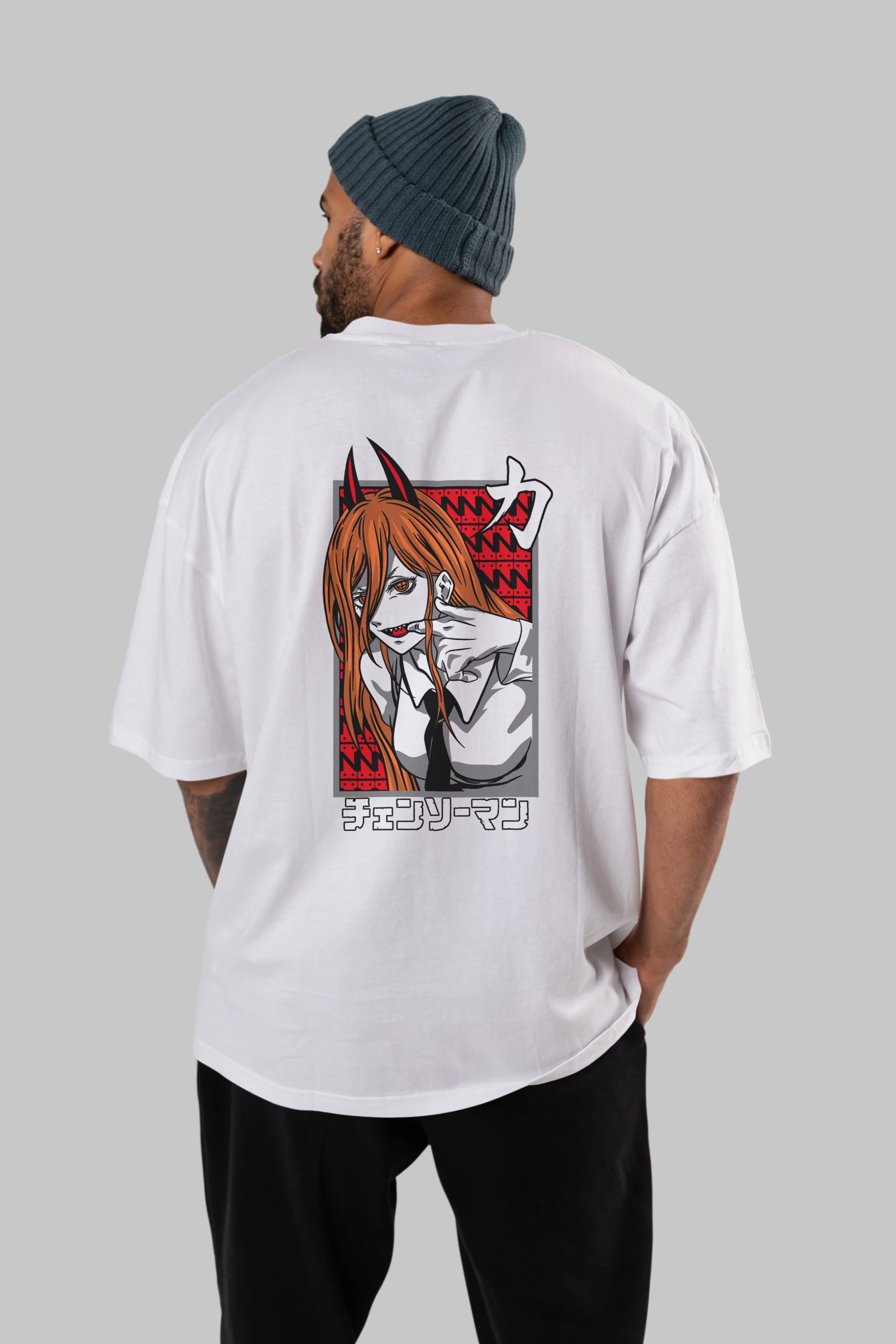 CHAINSAWMAN POWER Anime Arka Baskılı Oversize t-shirt Erkek Kadın Unisex