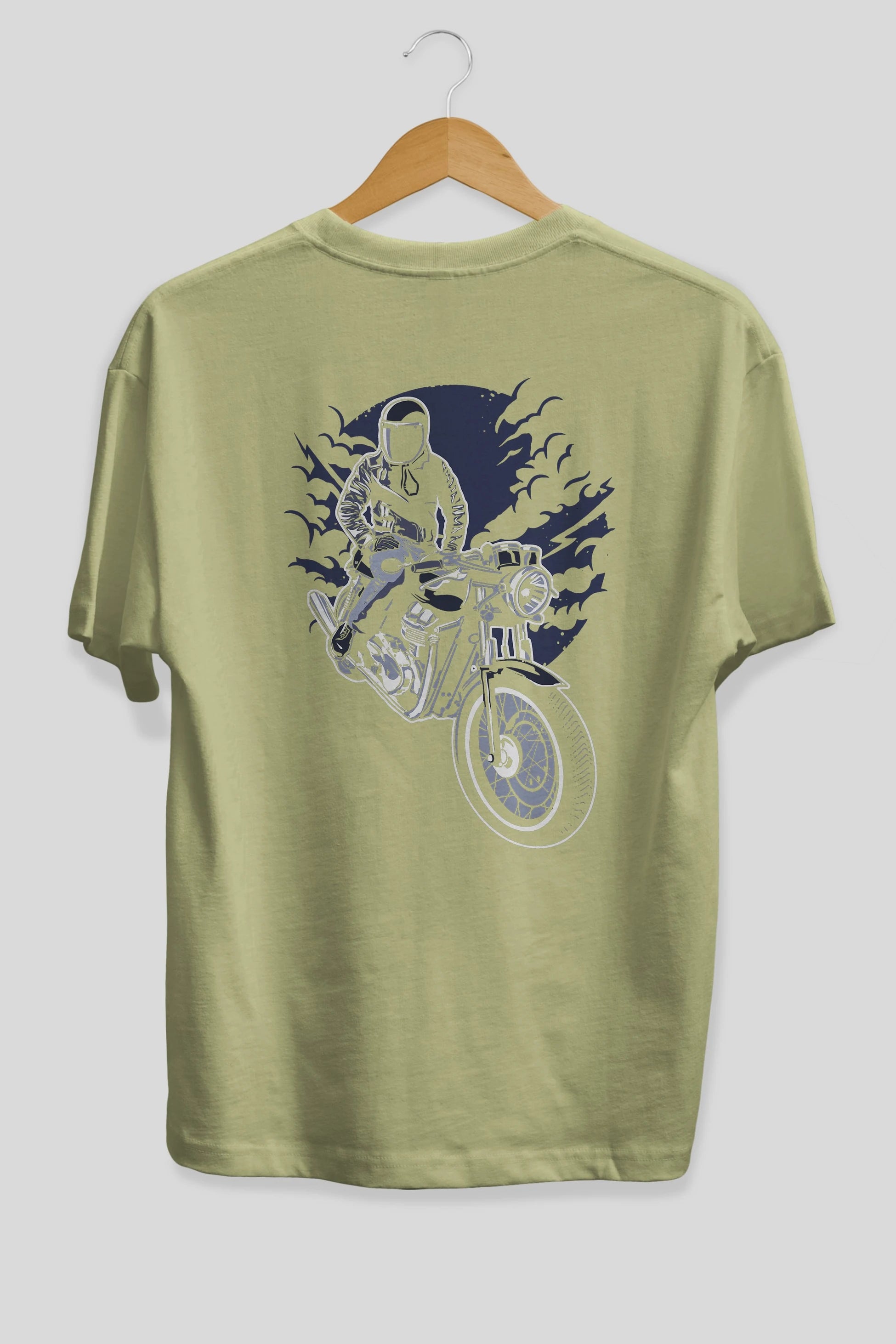 Night Rider Arka Baskılı Oversize t-shirt Erkek Kadın Unisex %100 Pamuk
