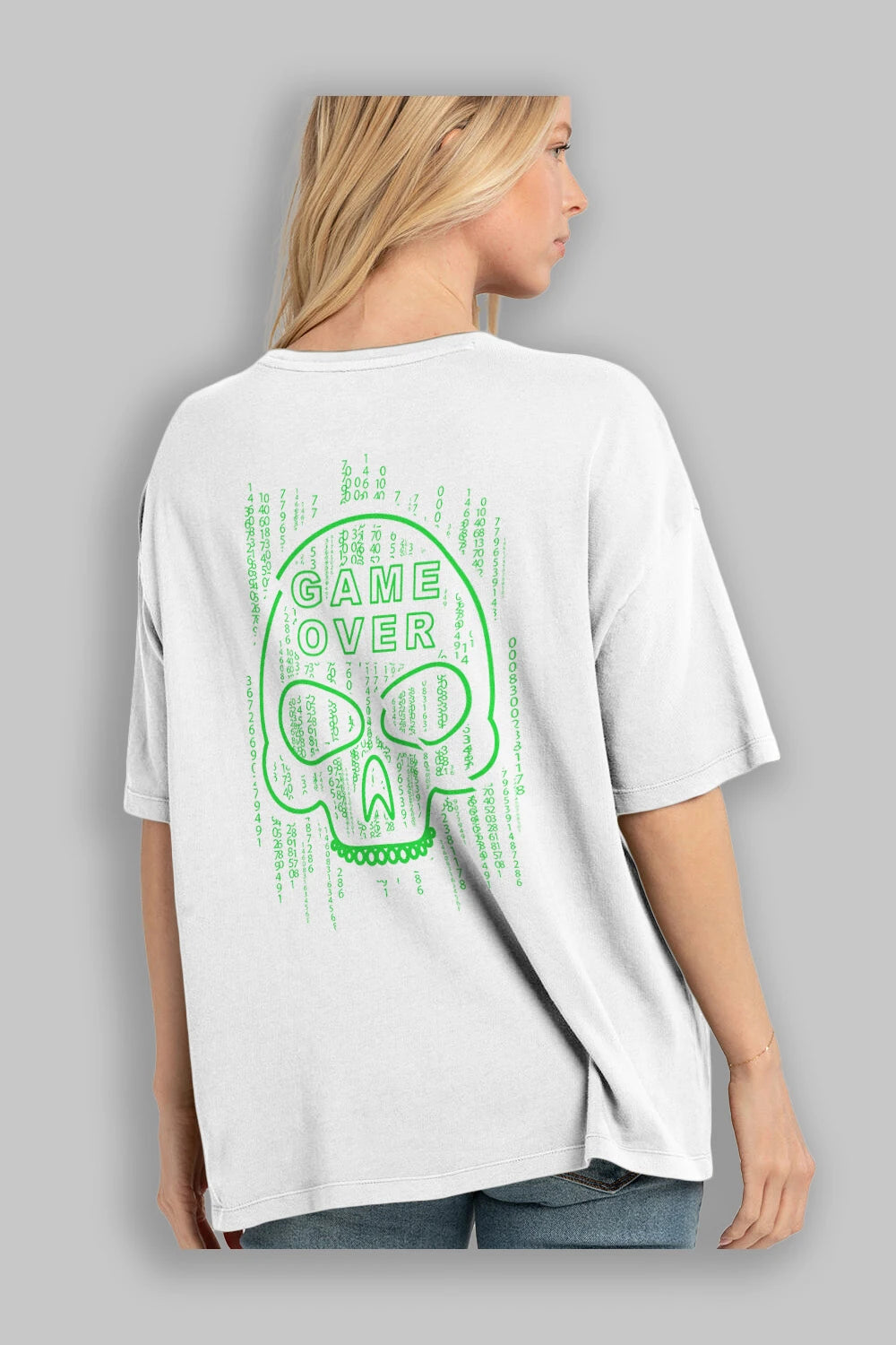 Game Over Arka Baskılı Oversize t-shirt Erkek Kadın Unisex