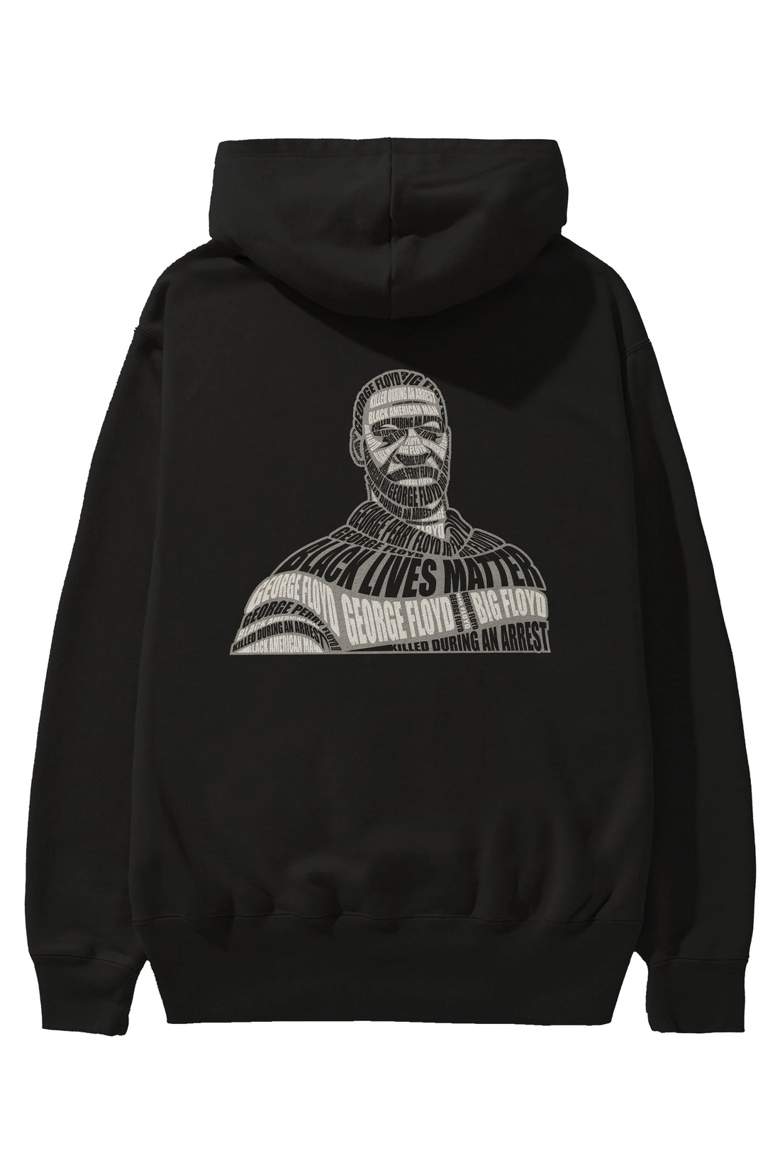 George Floyd Calligram Arka Baskılı Hoodie Oversize Kapüşonlu Sweatshirt Erkek Kadın Unisex