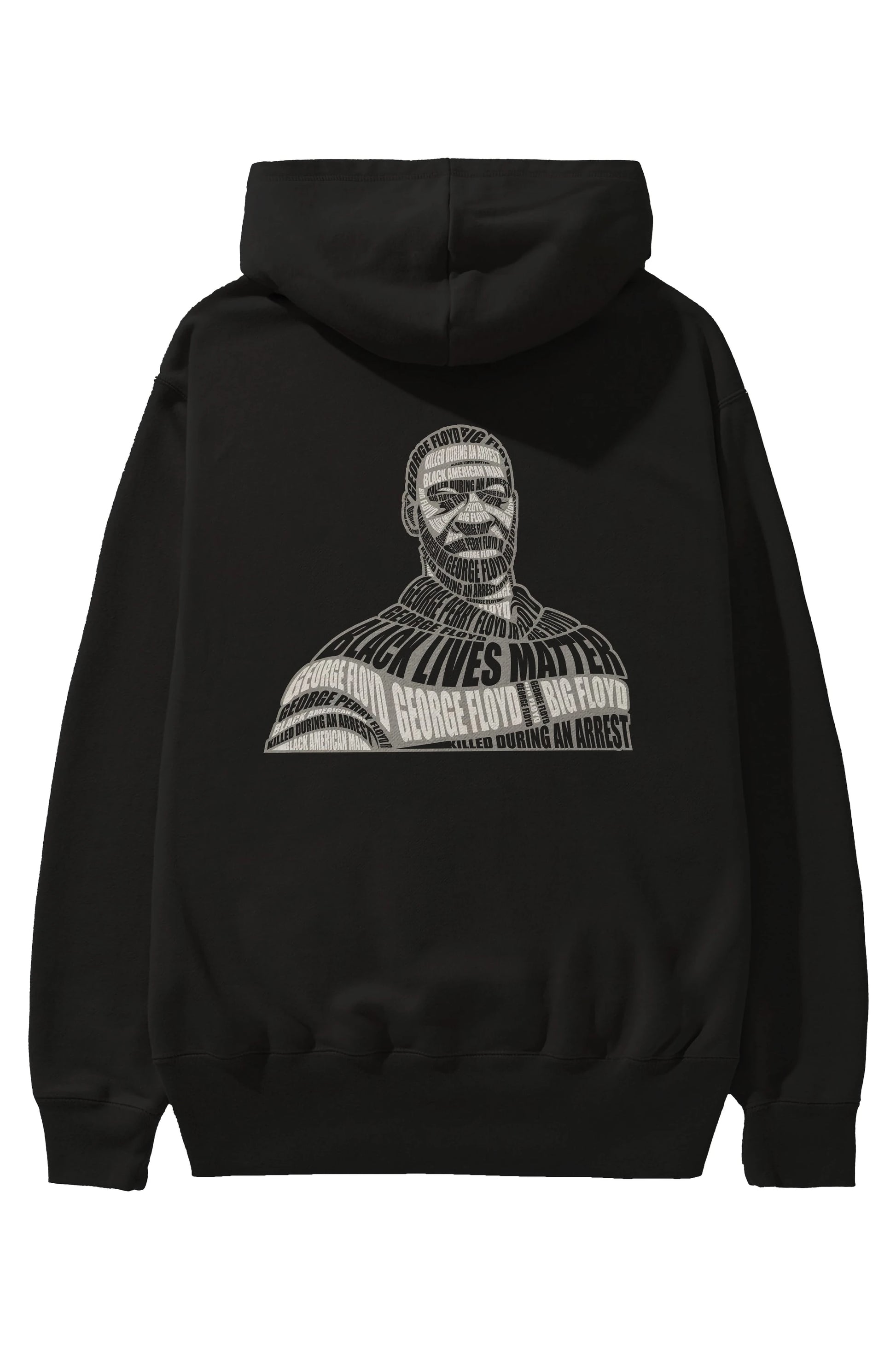 George Floyd Calligram Arka Baskılı Hoodie Oversize Kapüşonlu Sweatshirt Erkek Kadın Unisex