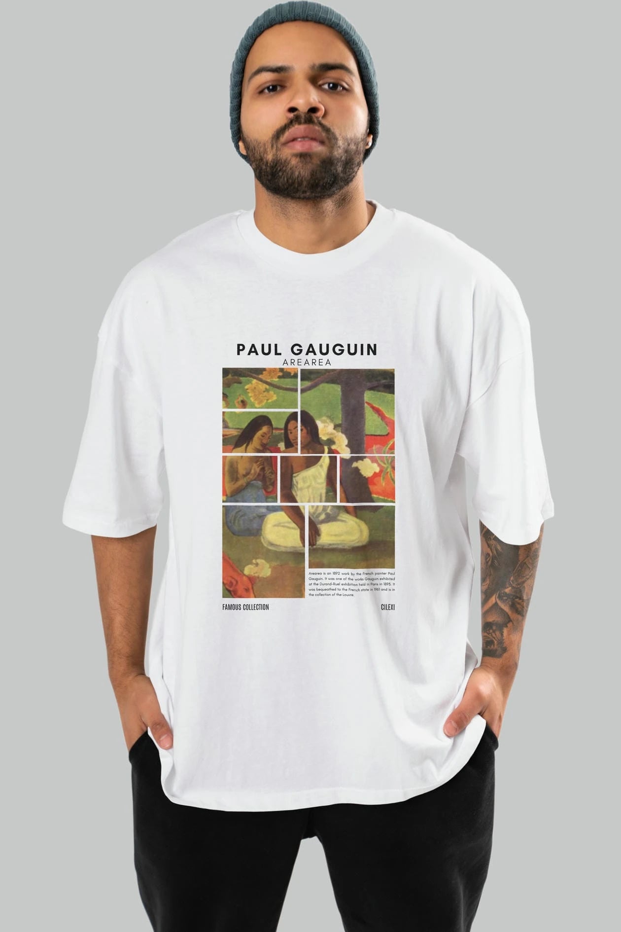 Paul Gauguin Arearea ön Baskılı Oversize t-shirt Erkek Kadın Bisiklet Yaka Pamuk tişort