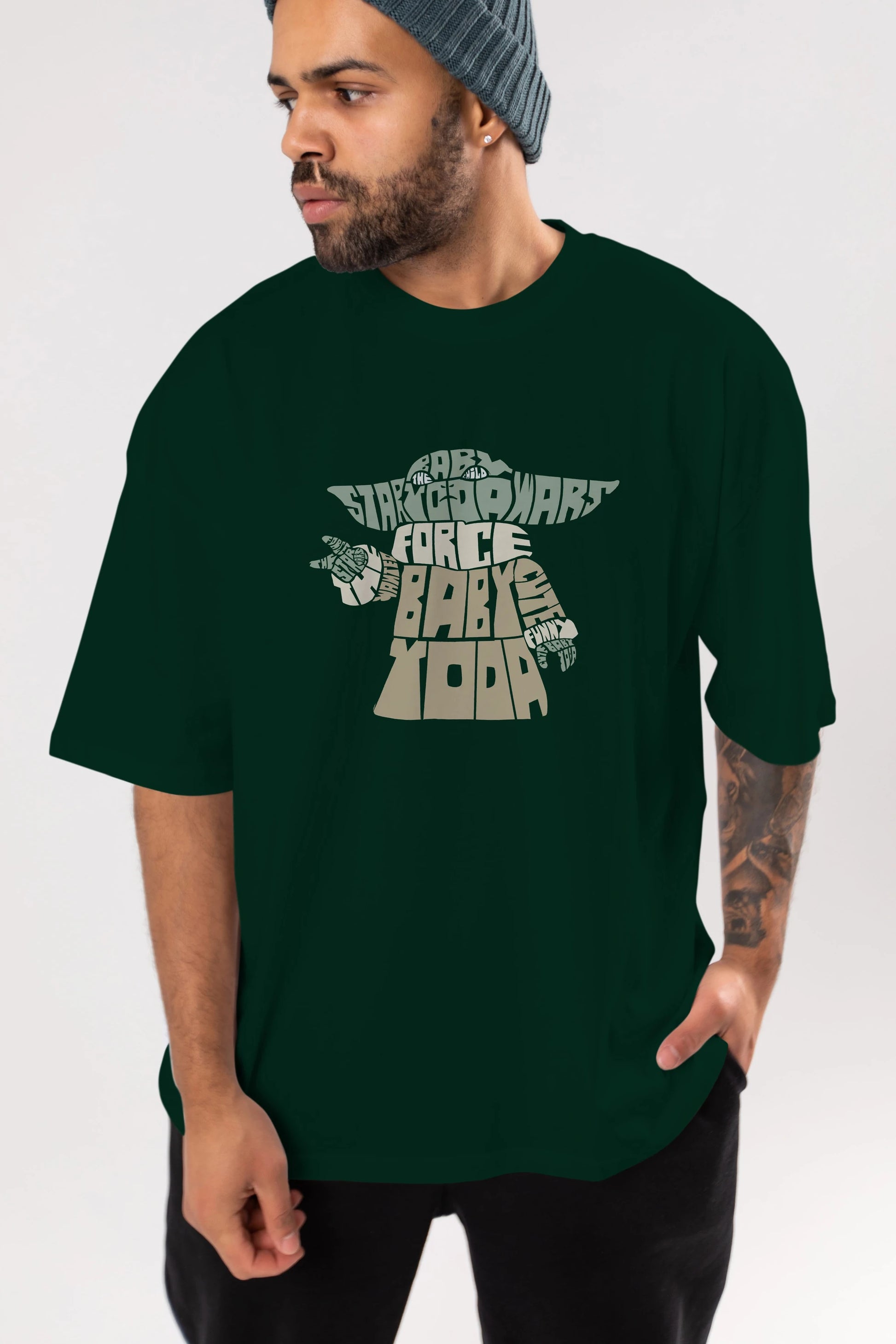 Baby Yoda Ön Baskılı Oversize t-shirt %100 pamuk Erkek Kadın Unisex