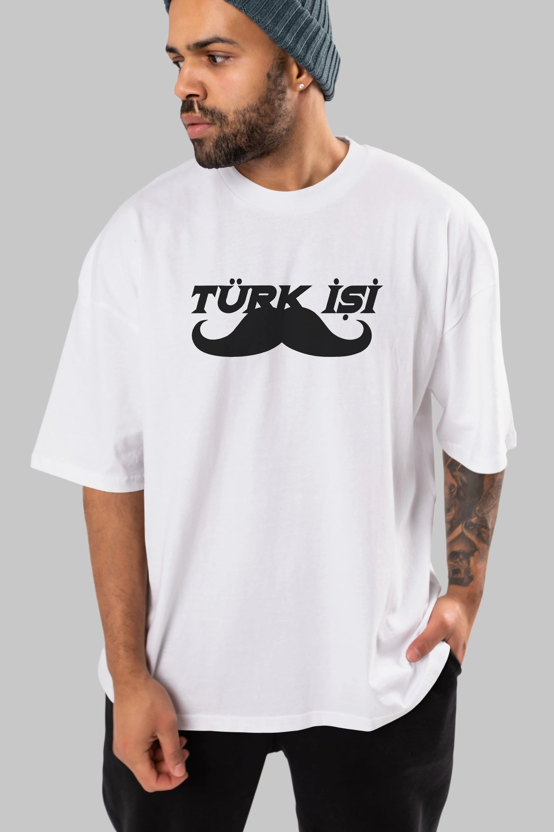 Türk İşi Ön Baskılı Oversize t-shirt %100 pamuk Erkek Kadın Unisex