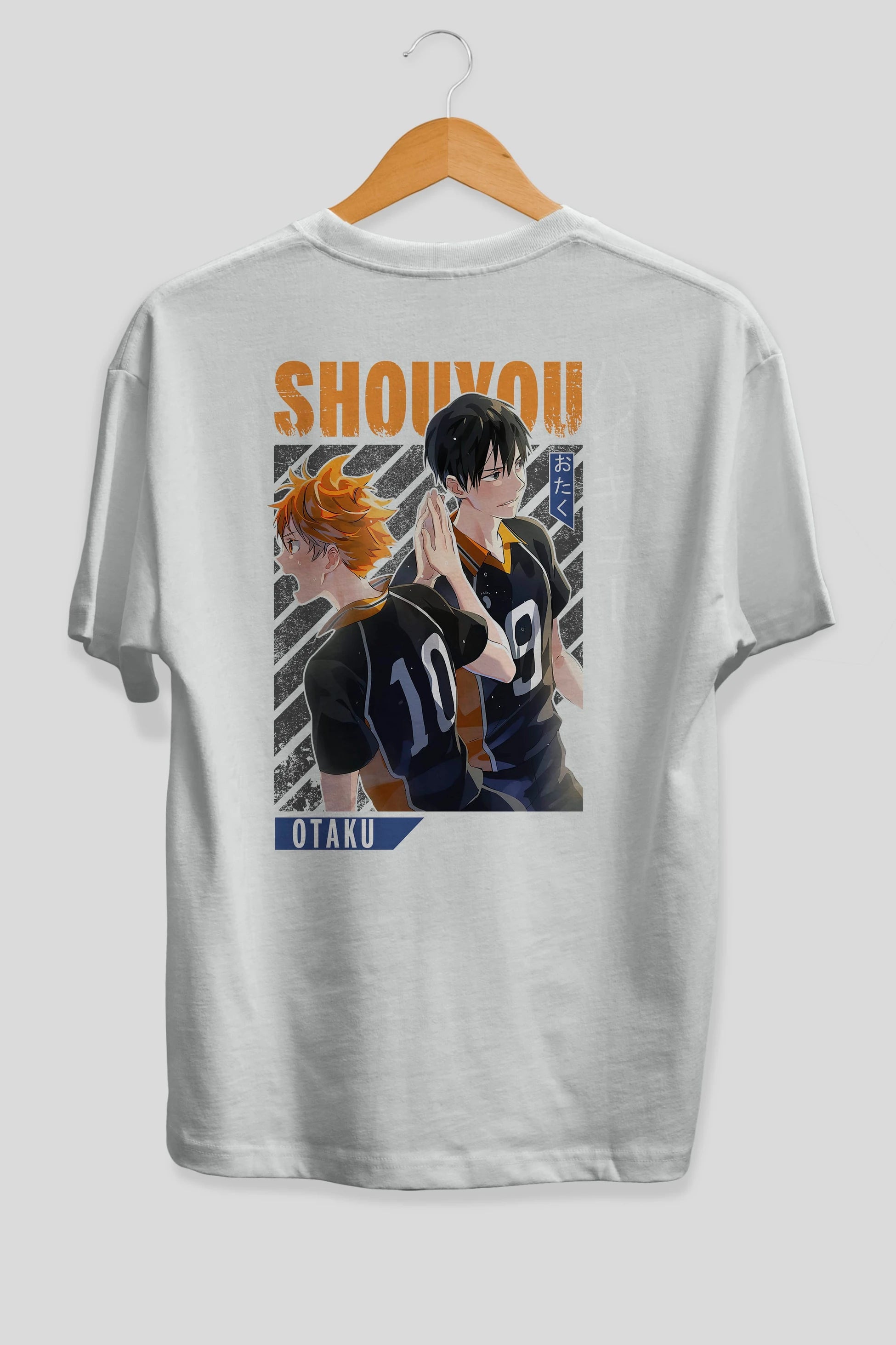 Shouyou Hinata 12 Anime Arka Baskılı Oversize t-shirt Erkek Kadın Unisex