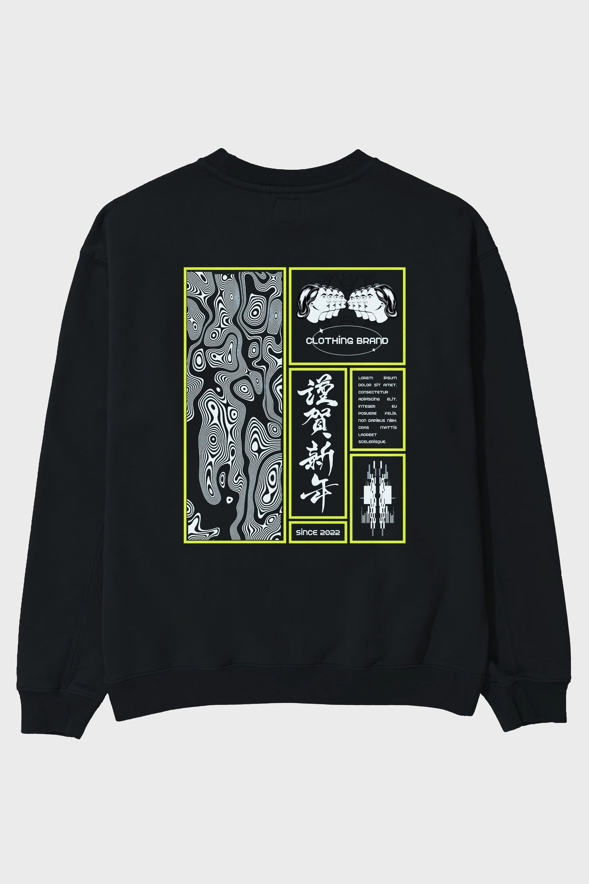 Neon Japanese Streetwear Arka Baskılı Oversize Sweatshirt Erkek Kadın Unisex