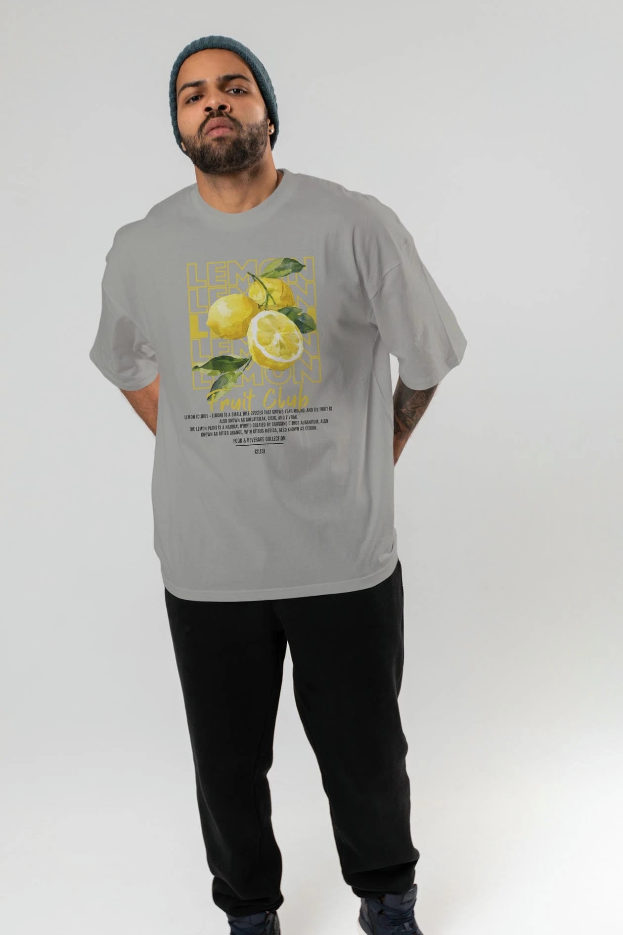 Lemon Ön Baskılı Oversize t-shirt Erkek Kadın Pamuk Bisiklet Yaka tişort