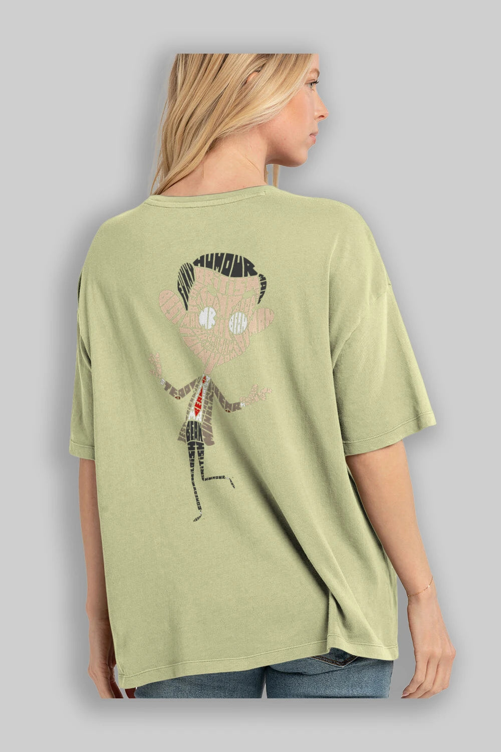 Mr Bean Arka Baskılı Oversize t-shirt %100 pamuk Erkek Kadın Unisex