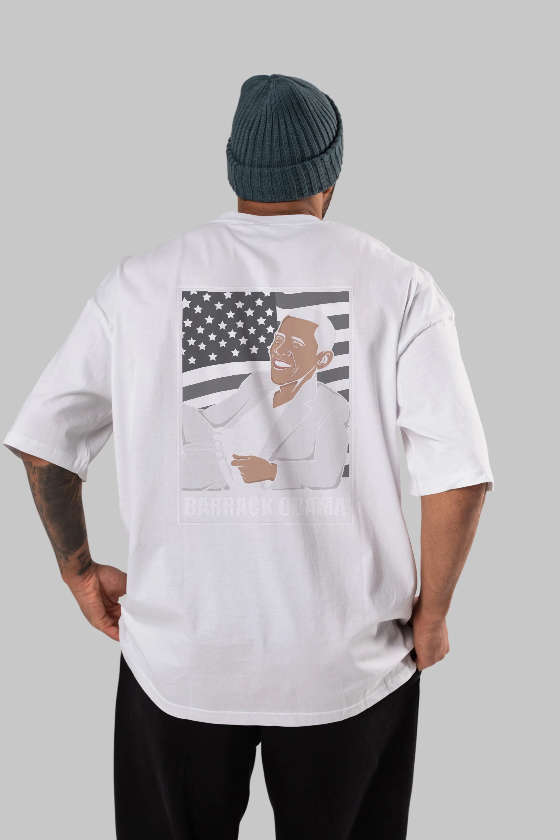 Obama Thriller Arka Baskılı Oversize t-shirt Erkek Kadın Unisex %100 Pamuk tişort