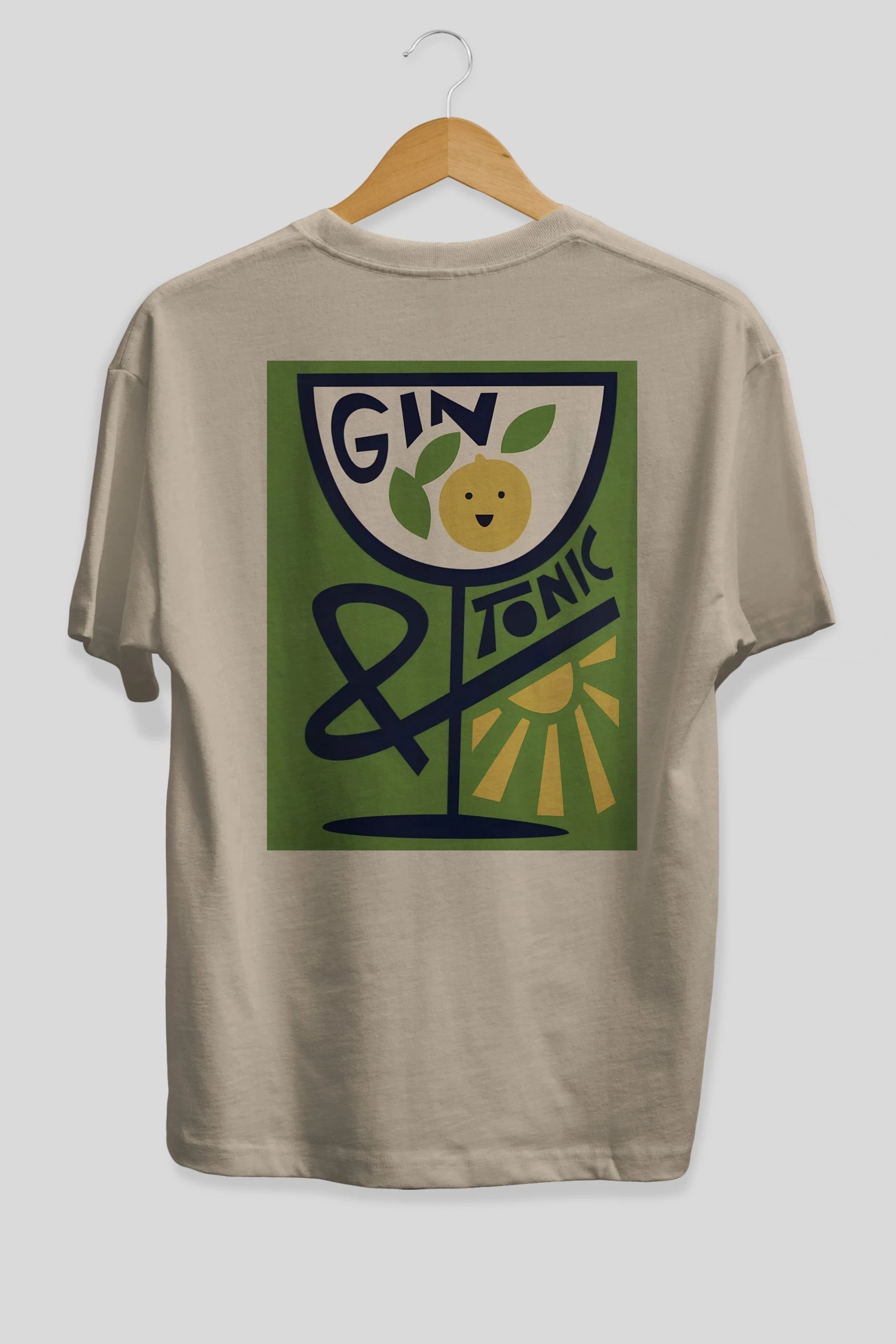 Gin Tonic 3 Arka Baskılı Oversize t-shirt Erkek Kadın Unisex %100 Pamuk Bisiklet Yaka tişort