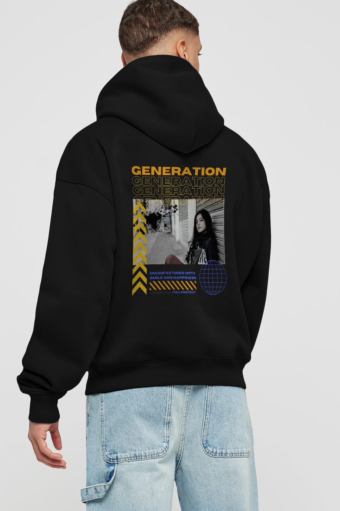 Generation Yazılı Arka Baskılı Oversize Hoodie Kapüşonlu Sweatshirt Erkek Kadın Unisex