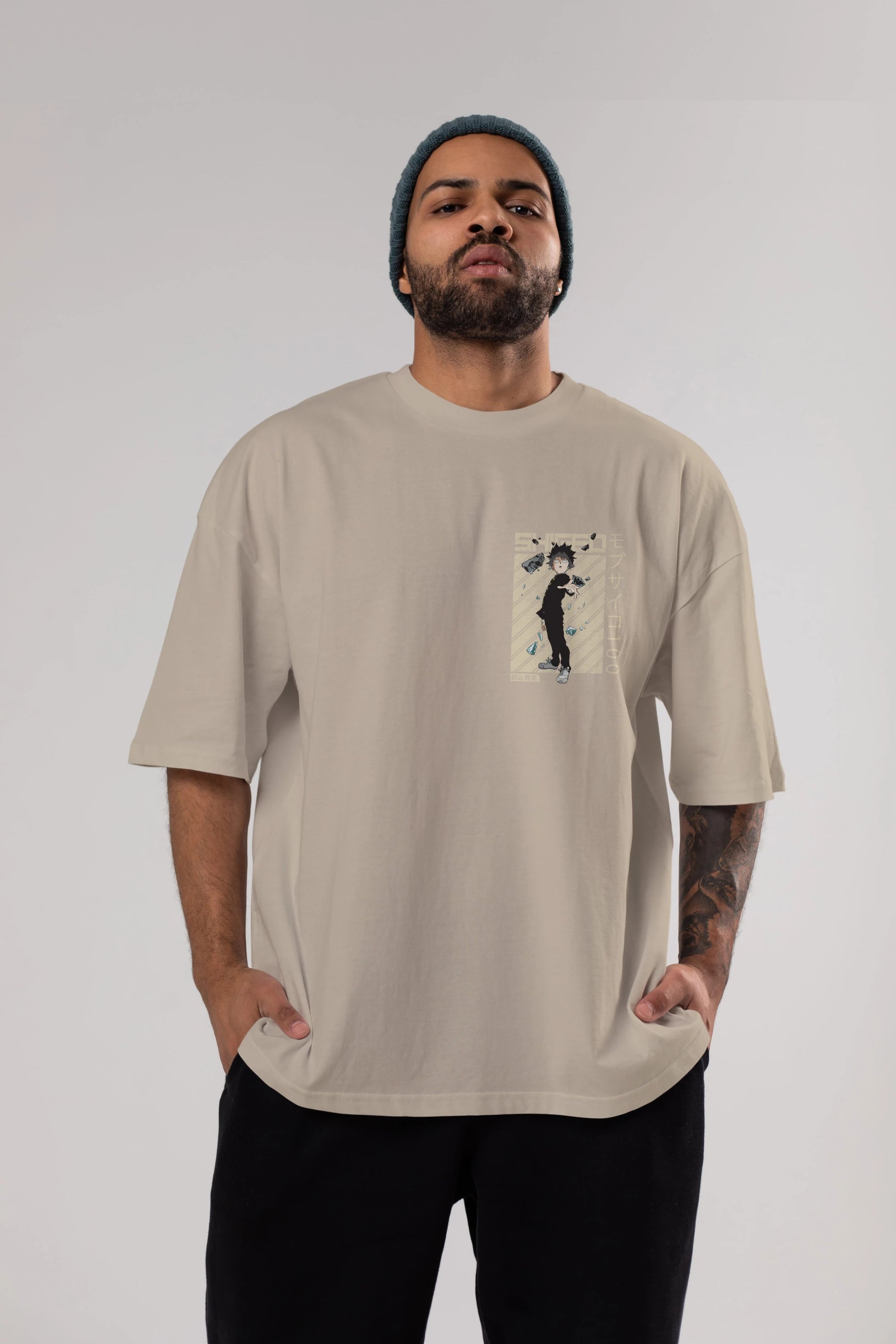 Shigeo Kageyama 3 Ön Sol Baskılı Oversize t-shirt Erkek Kadın Unisex %100 Pamuk Bisiklet Yaka tişort