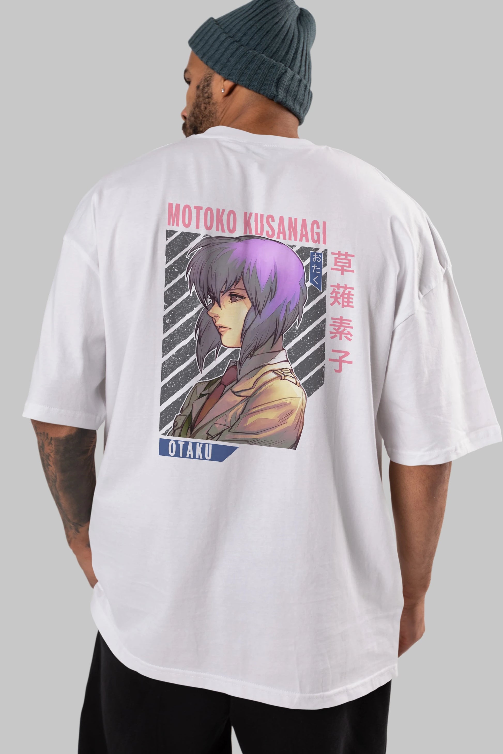 Motoko Kusanagi 4 Anime Arka Baskılı Oversize t-shirt Erkek Kadın Unisex