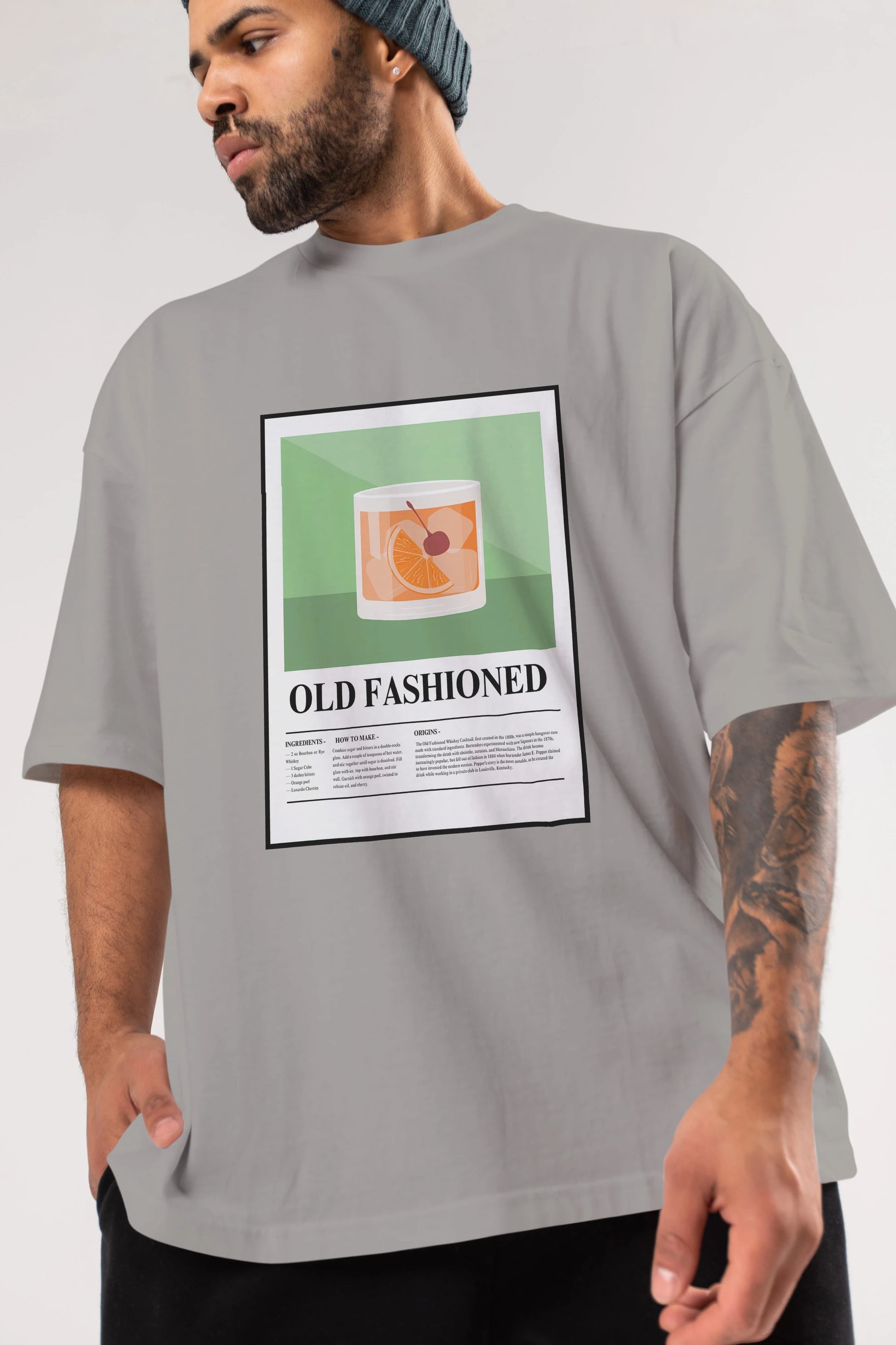 Old Fashioned Ön Baskılı Oversize t-shirt Erkek Kadın Unisex %100 Pamuk Bisiklet Yaka tişort