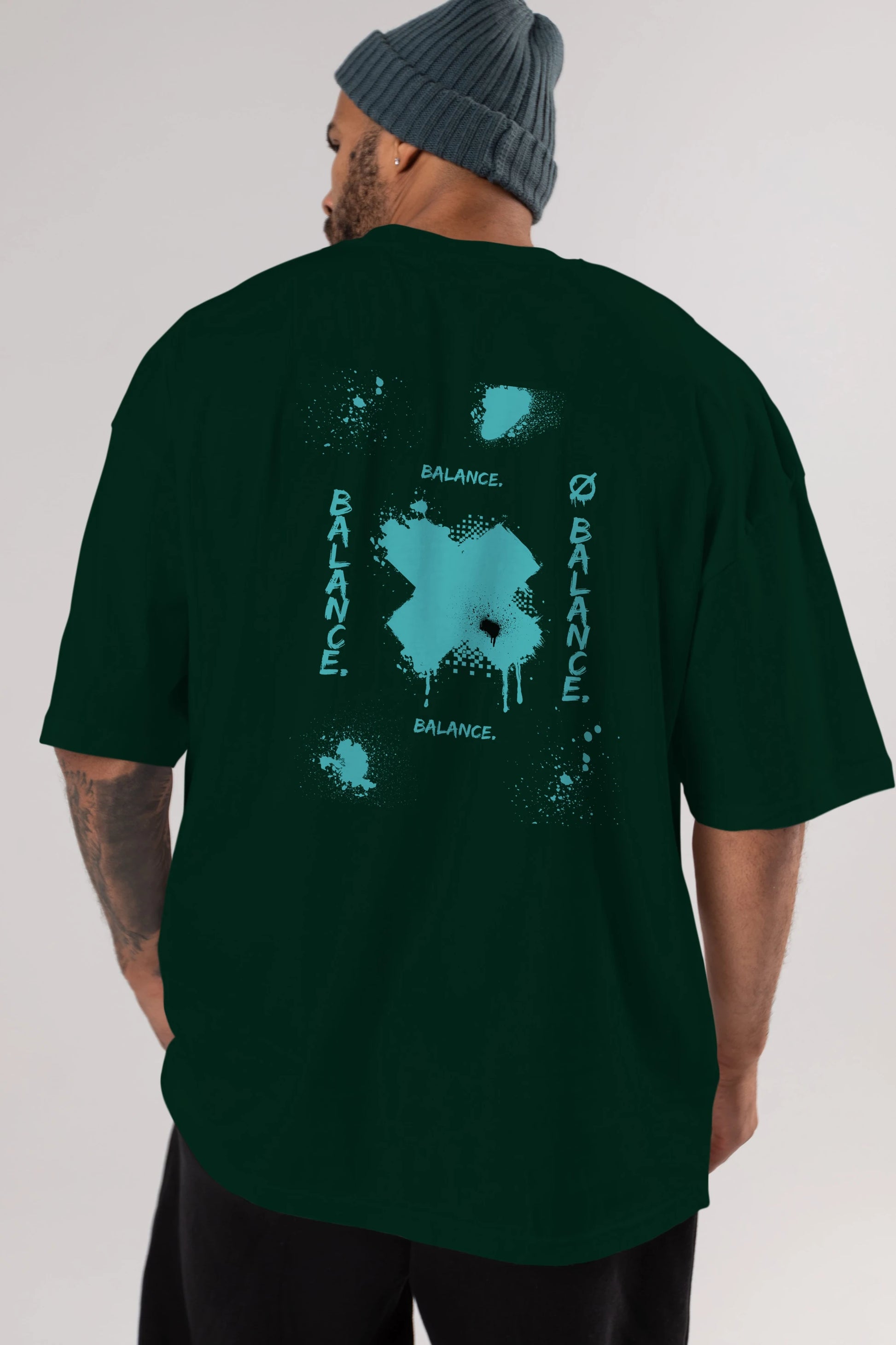 Balance Balance Yazılı Arka Baskılı Oversize t-shirt Erkek Kadın Unisex
