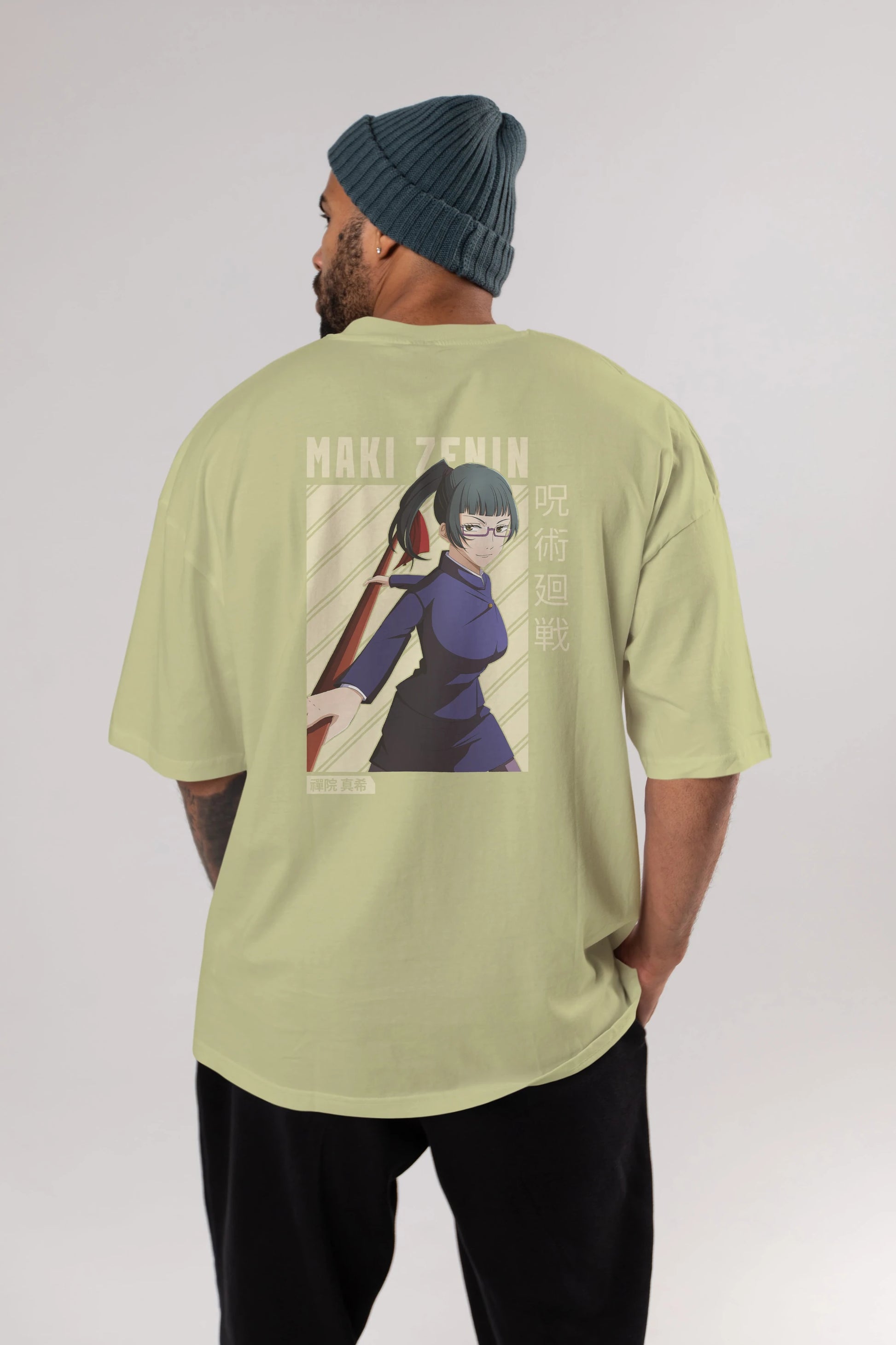 Maki Zenin CHAİNSAWMAN Anime Arka Baskılı Oversize t-shirt Erkek Kadın Unisex