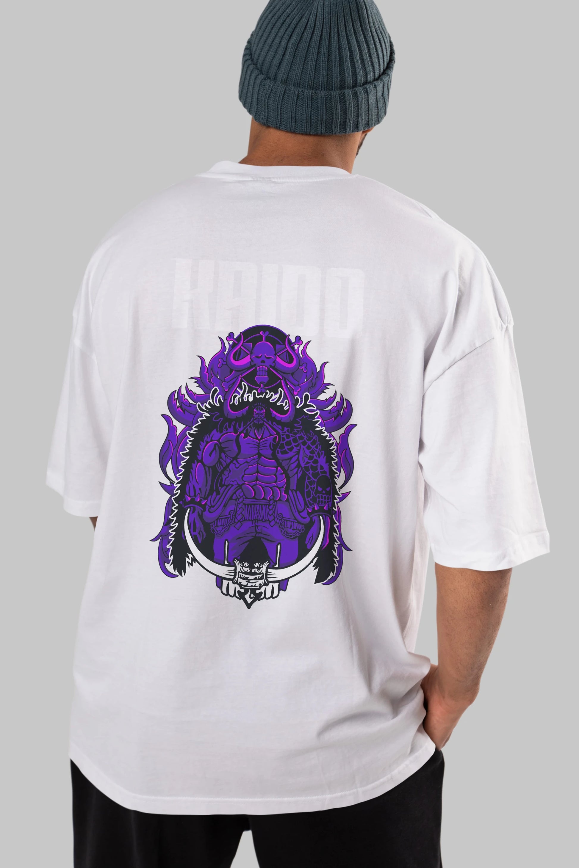 Kaido Anime Arka Baskılı Oversize t-shirt Erkek Kadın Unisex %100 pamuk tişort