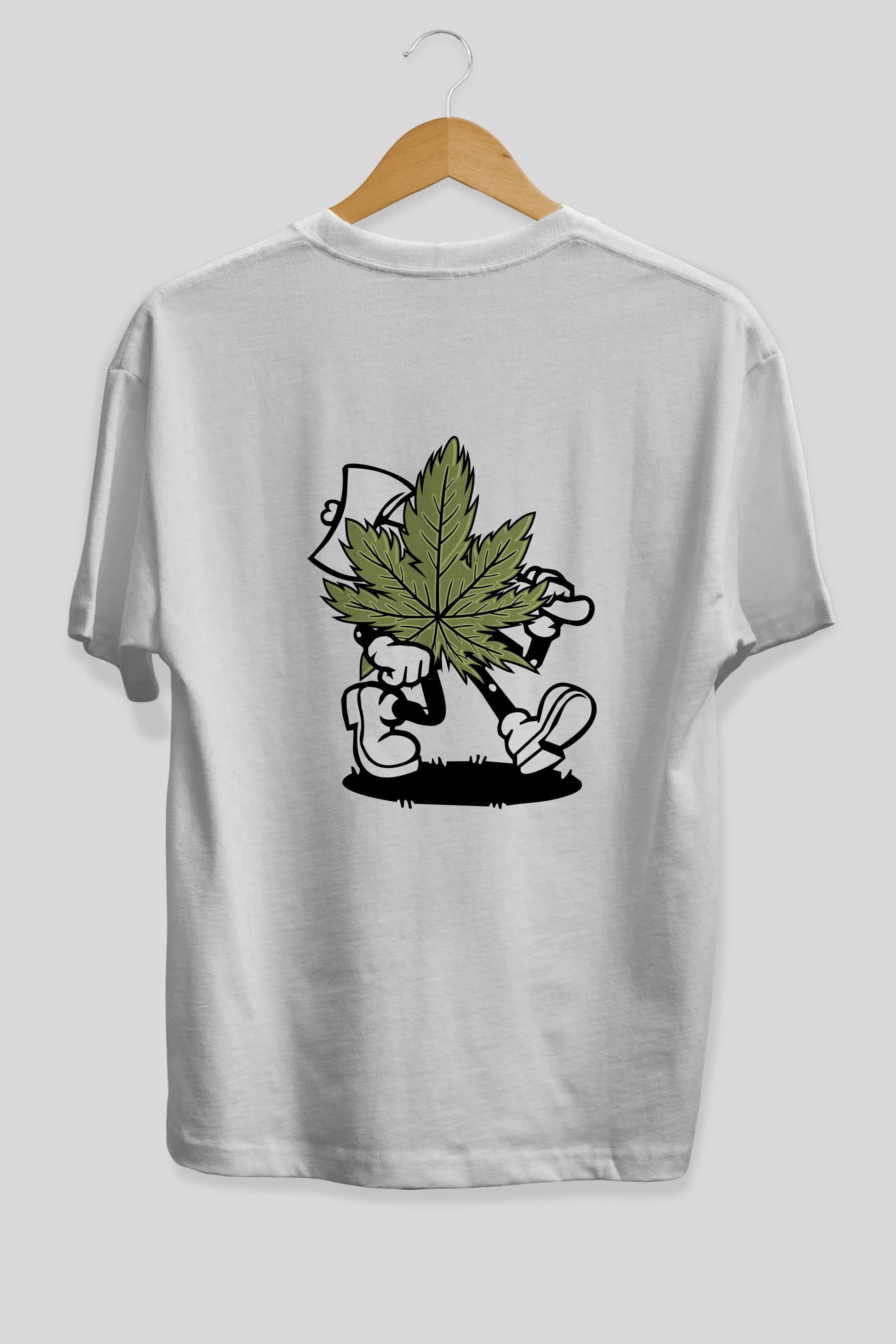 Weed Arka Baskılı Oversize t-shirt Erkek Kadın Unisex %100 Pamuk tişort