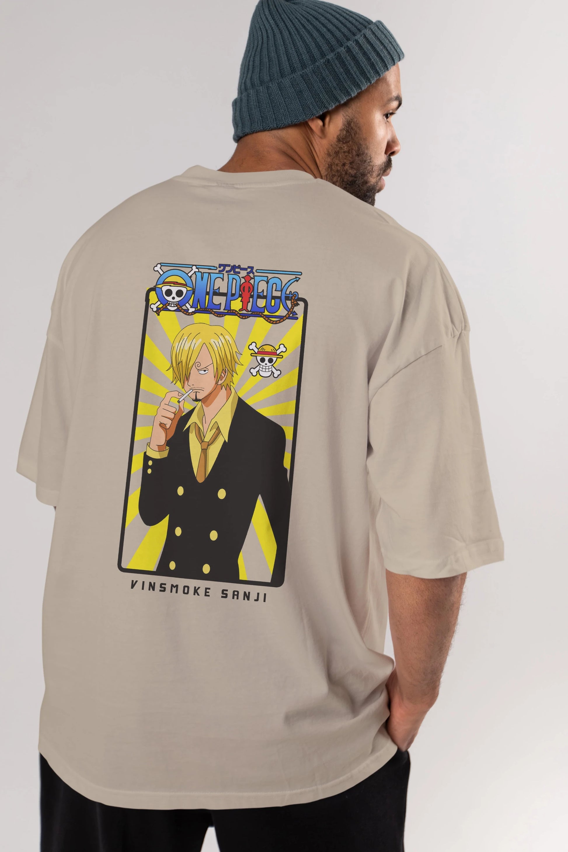 Sanji 4 Anime Arka Baskılı Oversize t-shirt Erkek Kadın Unisex %100 pamuk tişort
