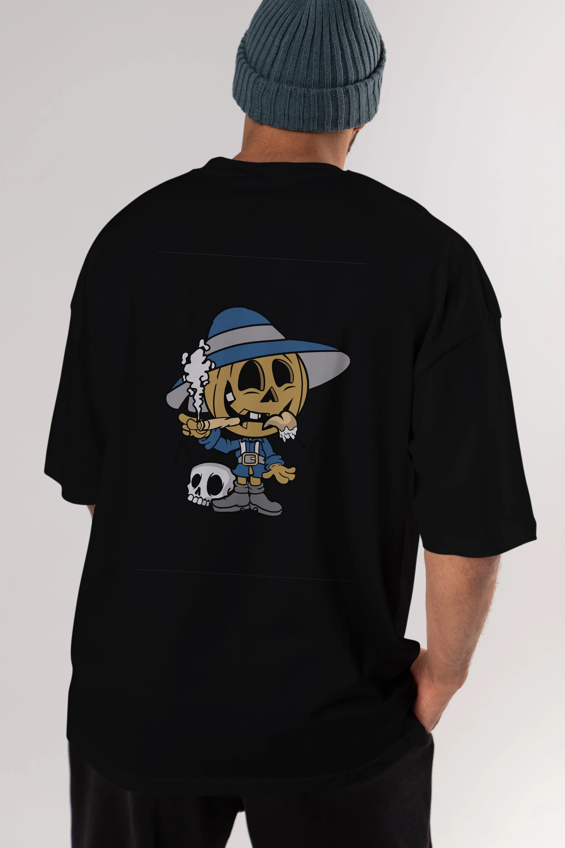Halloween Kid Arka Baskılı Oversize t-shirt Erkek Kadın Unisex %100 Pamuk tişort