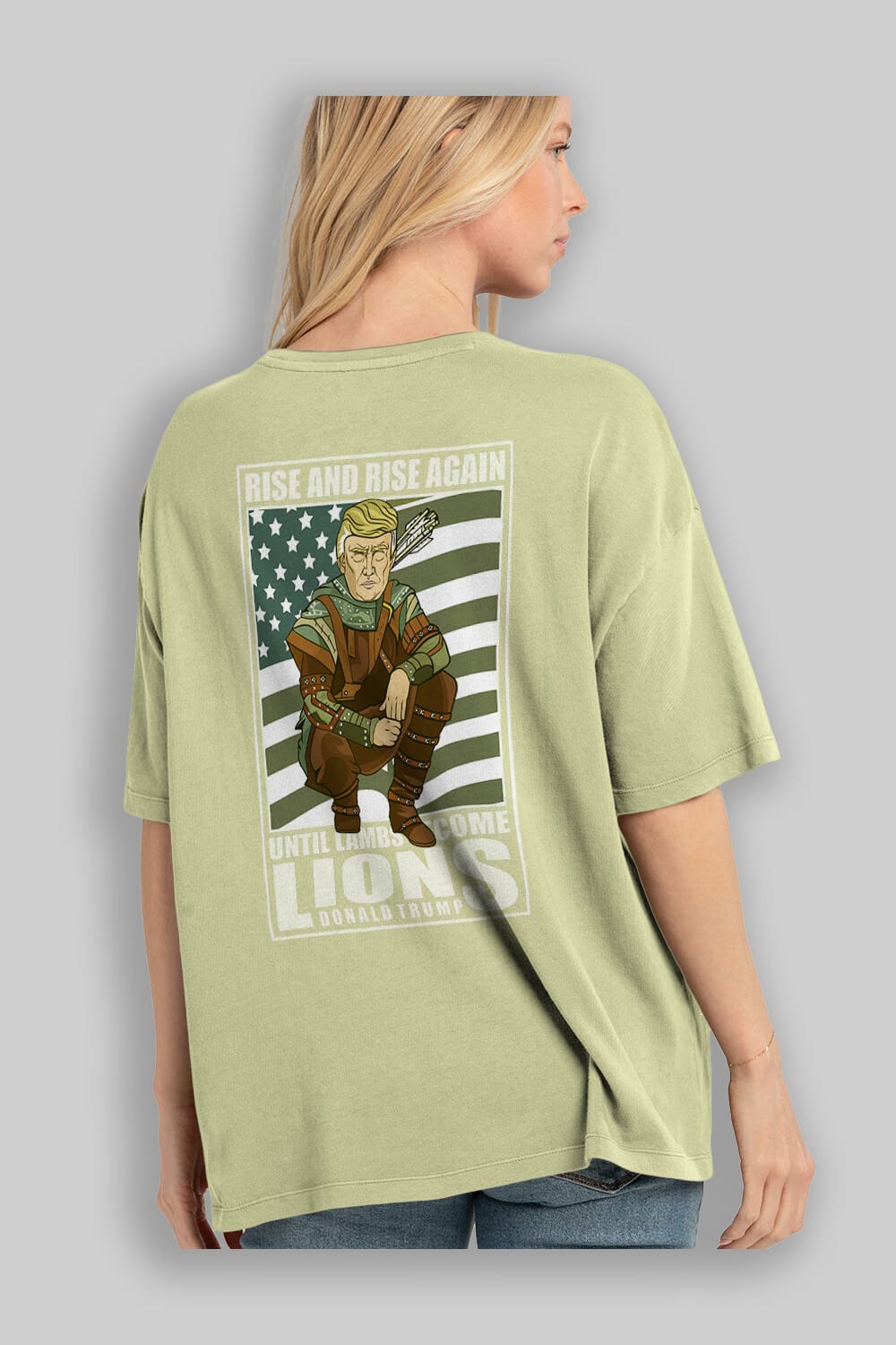 Robin Hood Trump Arka Baskılı Oversize t-shirt Erkek Kadın Unisex %100 Pamuk tişort