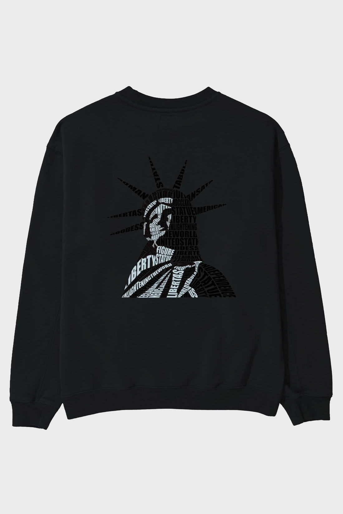 Liberty Statue Calligram Arka Baskılı Oversize Sweatshirt Erkek Kadın Unisex
