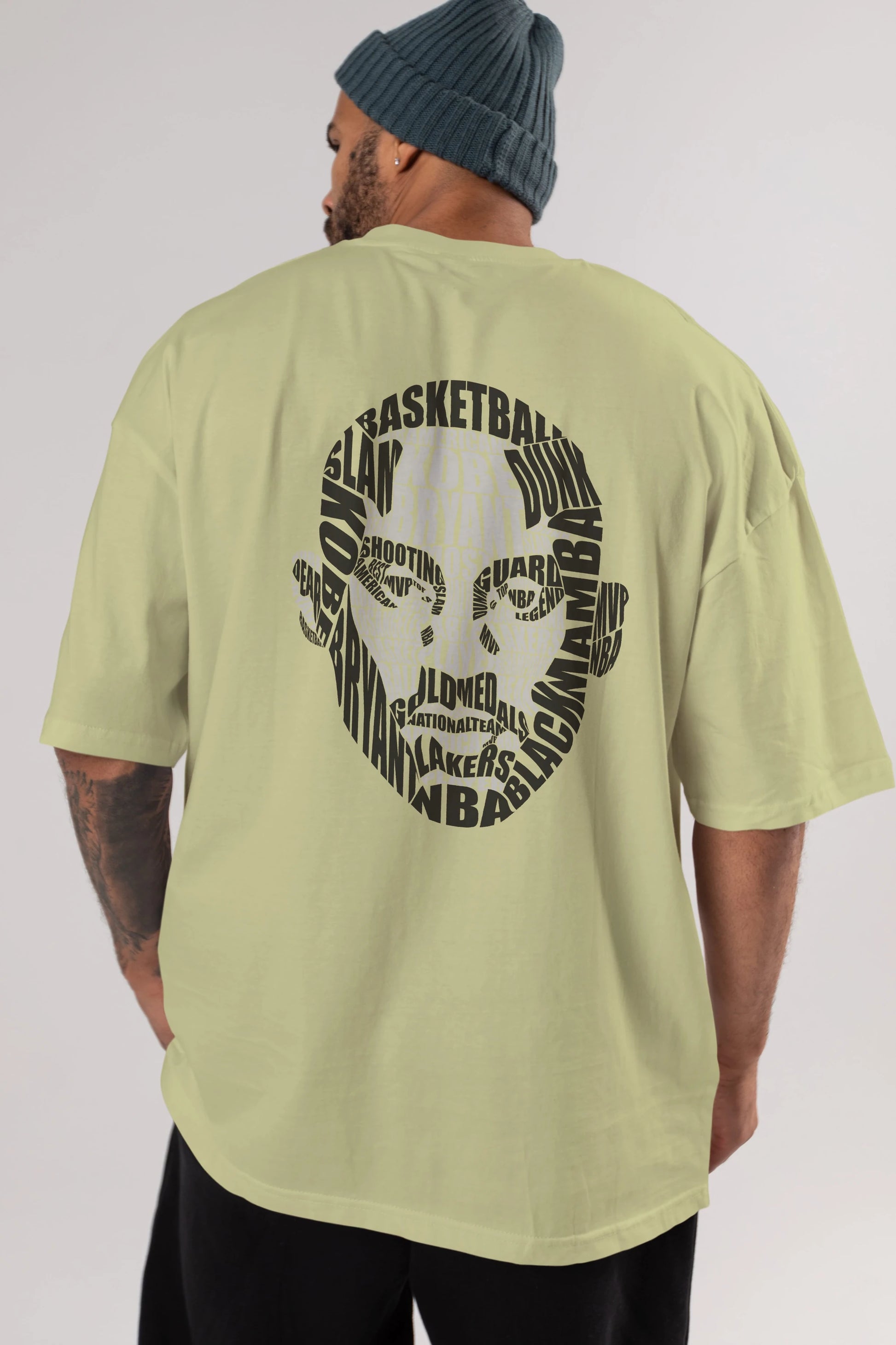 Kobe Bryan Calligram Arka Baskılı Oversize t-shirt %100 pamuk Erkek Kadın Unisex
