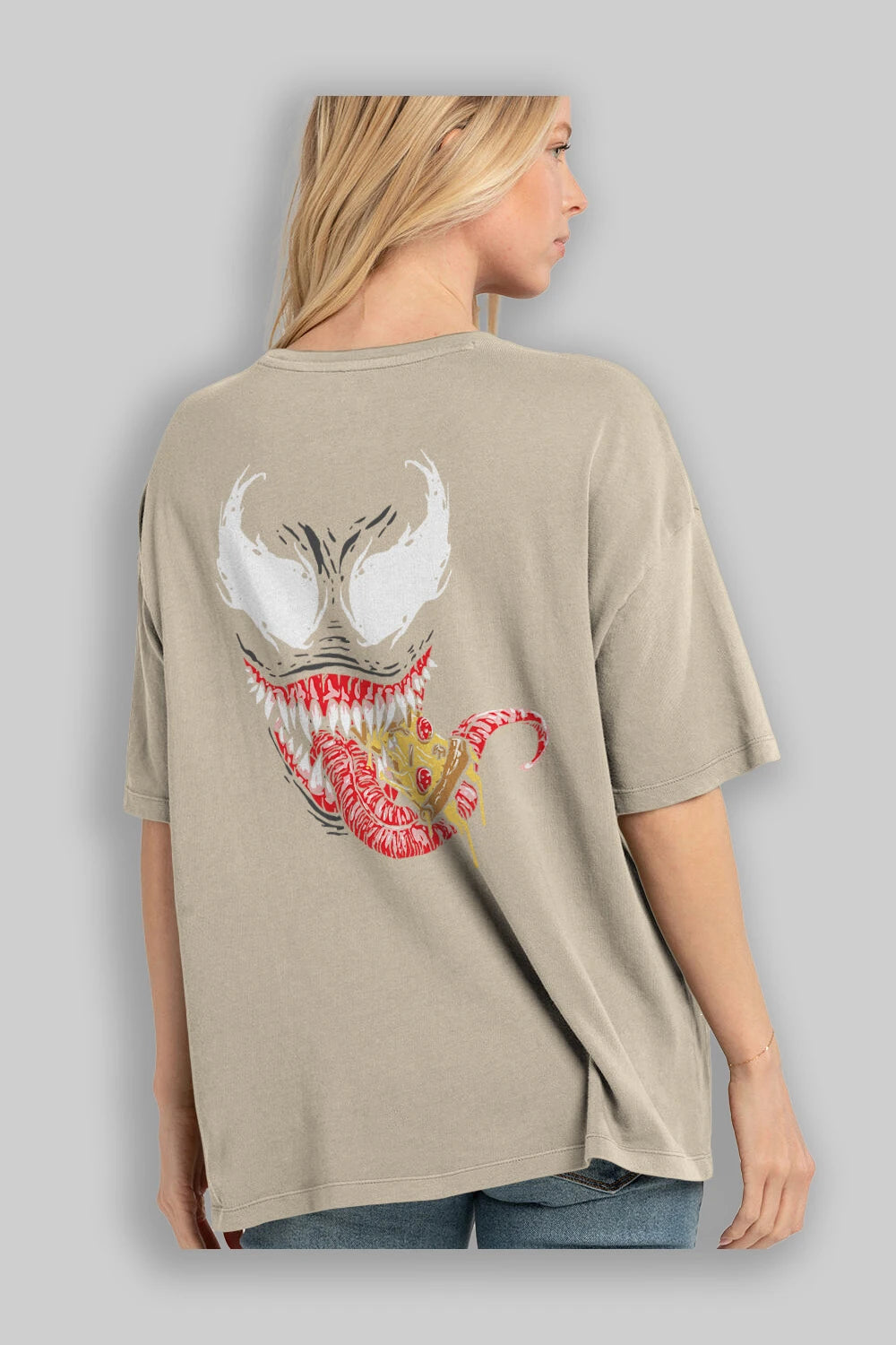 Venom (1) Arka Baskılı Oversize t-shirt Erkek Kadın Unisex %100 Pamuk Bisiklet Yaka tişort