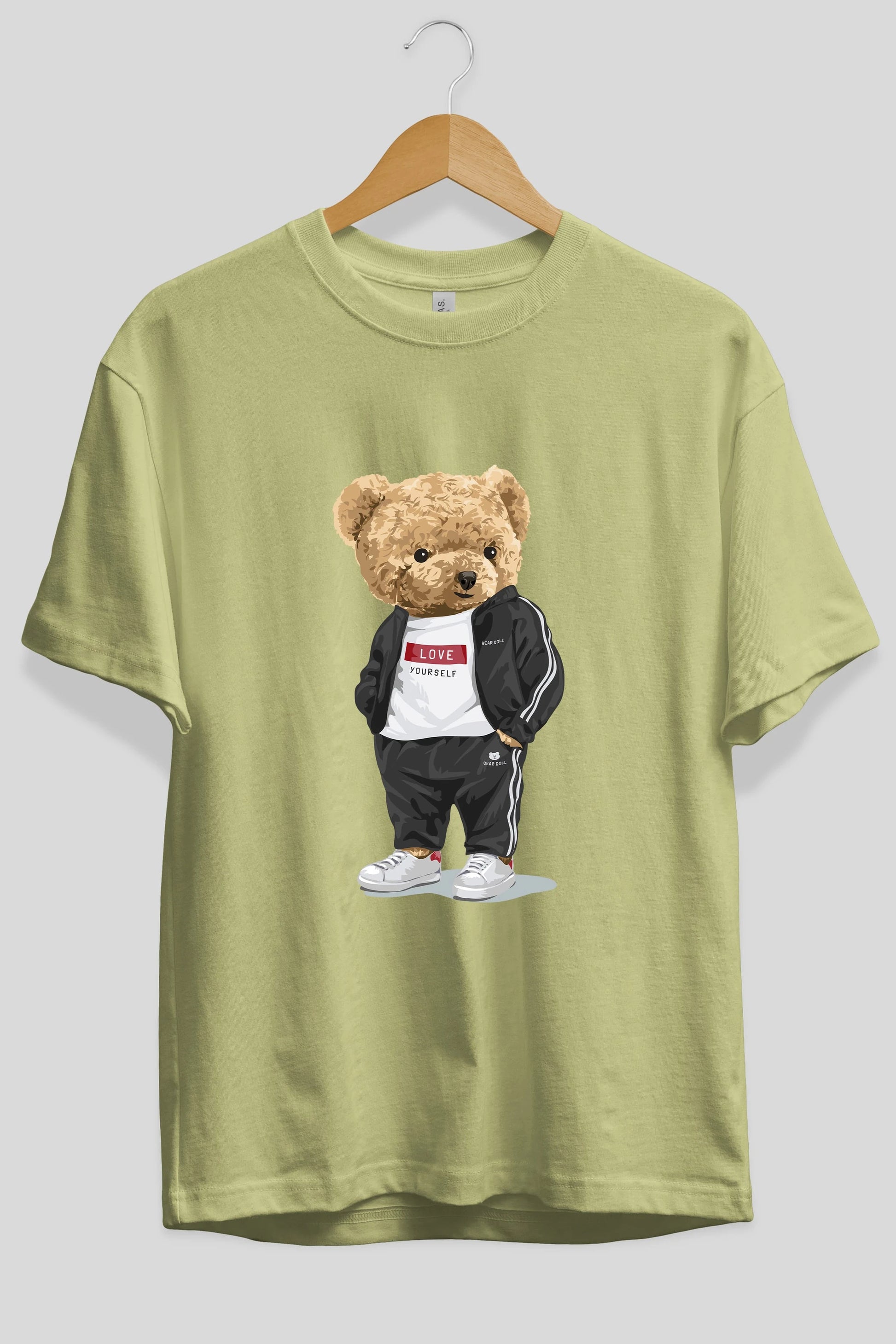 Teddy Bear Love Yourself Ön Baskılı Oversize t-shirt Erkek Kadın Unisex %100 Pamuk