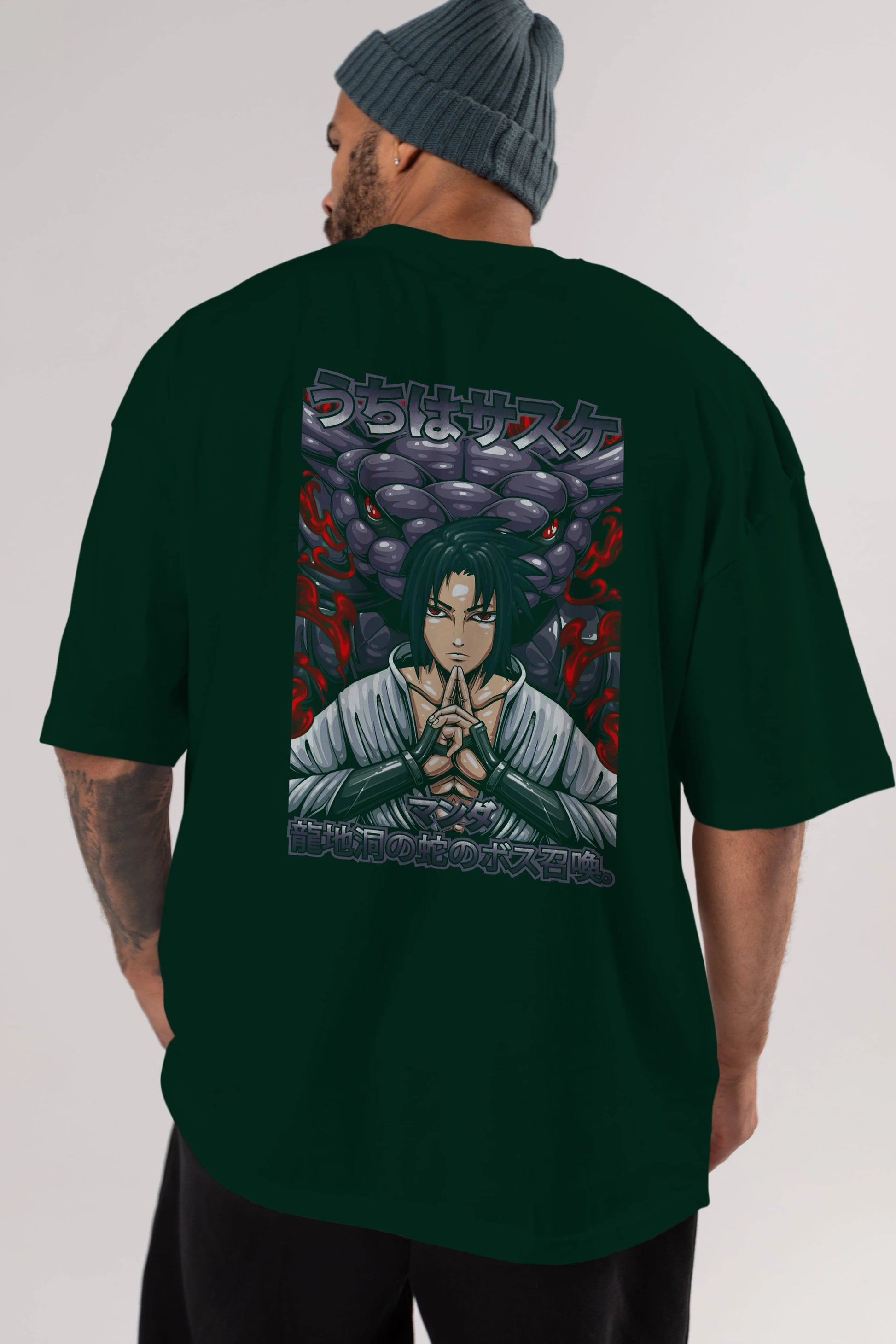 NARUTO SASUKE UCHIHA Anime Arka Baskılı Oversize t-shirt Erkek Kadın Unisex