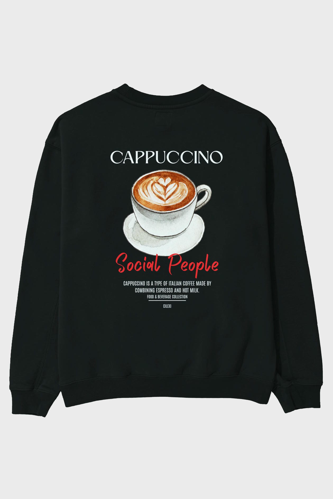 Cappuccino Arka Baskılı Oversize Sweatshirt Erkek Kadın Unisex