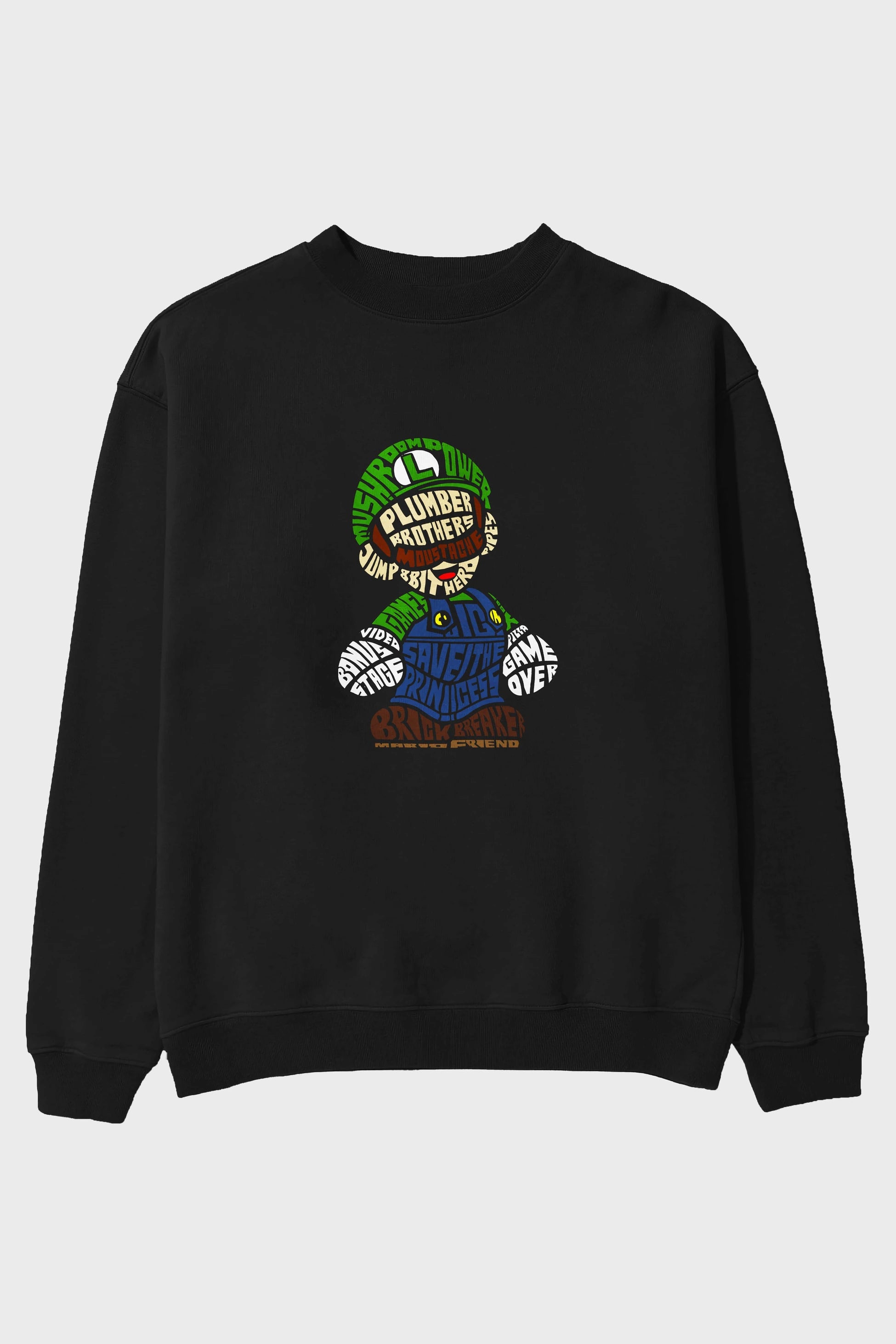 Plumber Brothers Ön Baskılı Oversize Sweatshirt Erkek Kadın Unisex