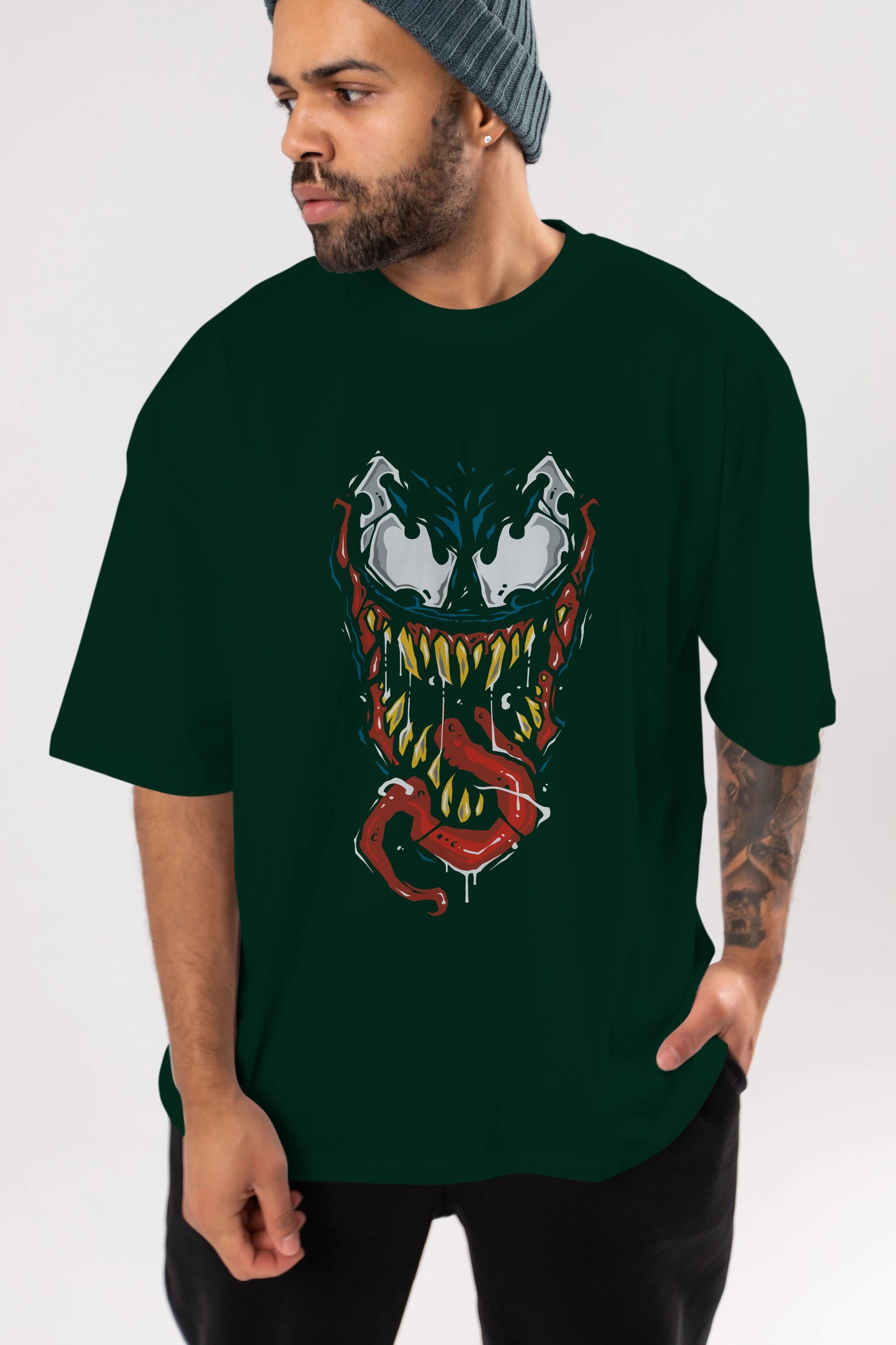 Venom (15) Ön Baskılı Oversize t-shirt Erkek Kadın Unisex %100 Pamuk Bisiklet Yaka tişort