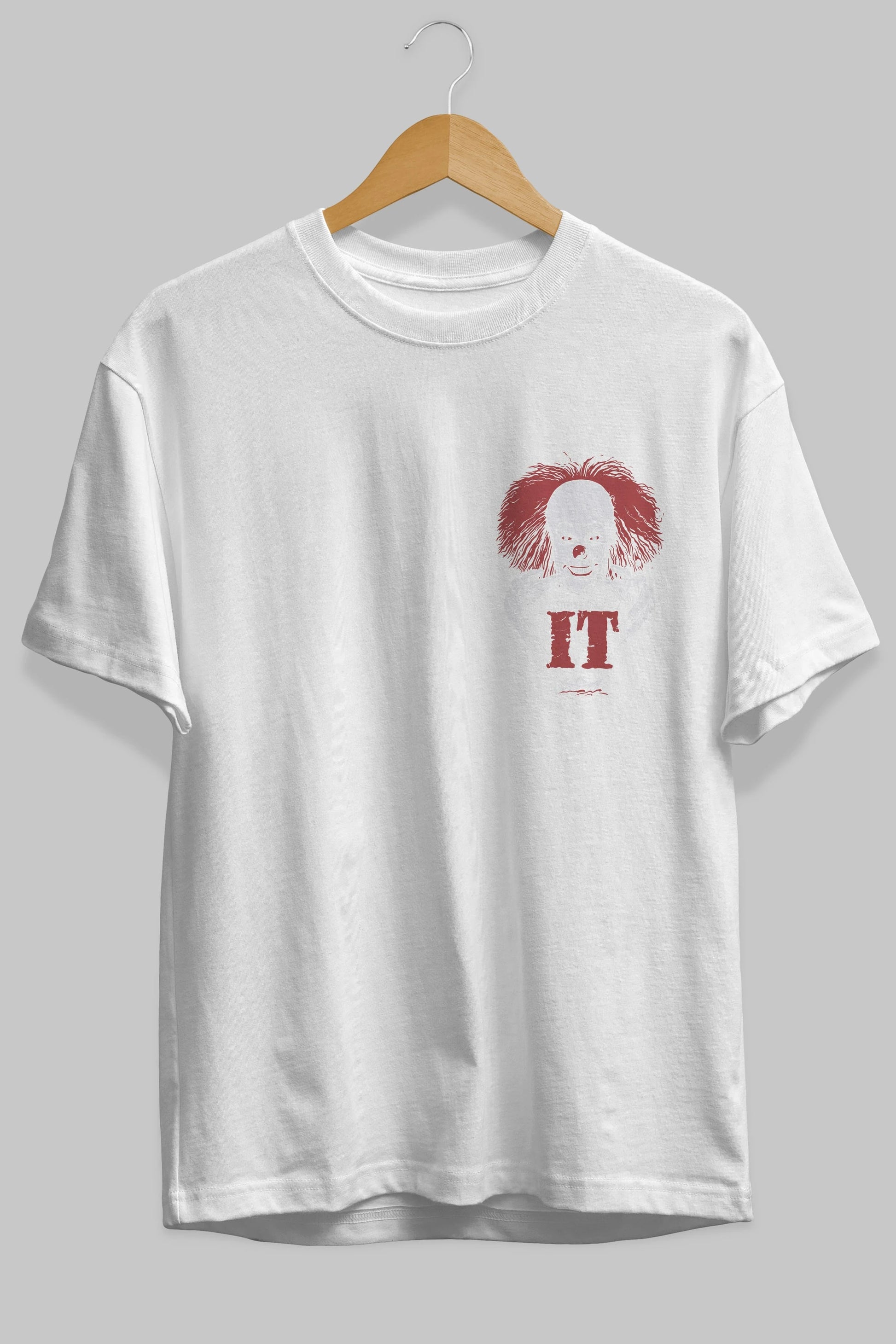 it Ön Sol Baskılı Oversize t-shirt Erkek Kadın Unisex %100 Pamuk Bisiklet Yaka tişort